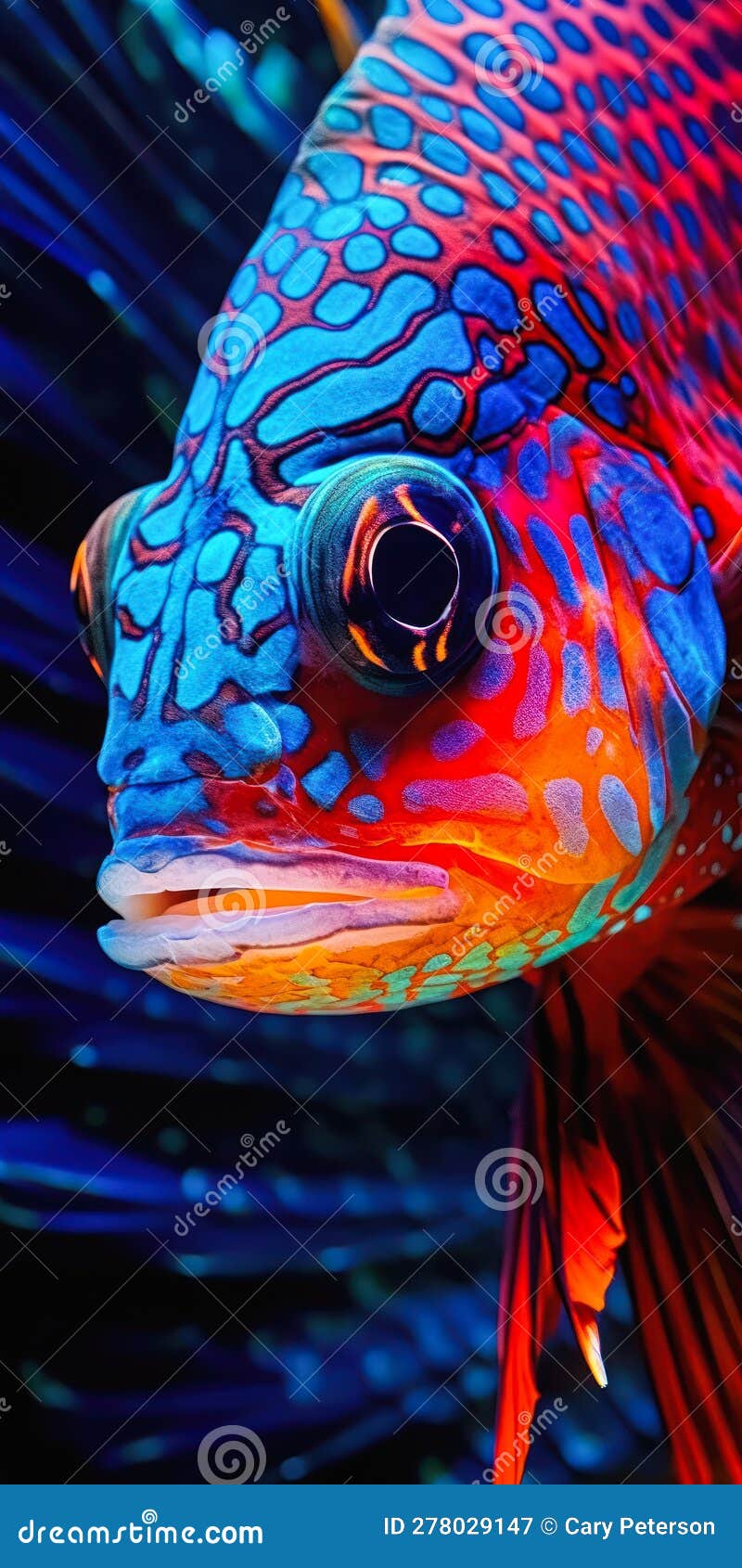 Unconventional Beauty: a Surreal Closeup of a Brightly Colored Fish with  Red Lips and Glowing Magenta Face Stock Illustration - Illustration of  generative, scales: 278029147