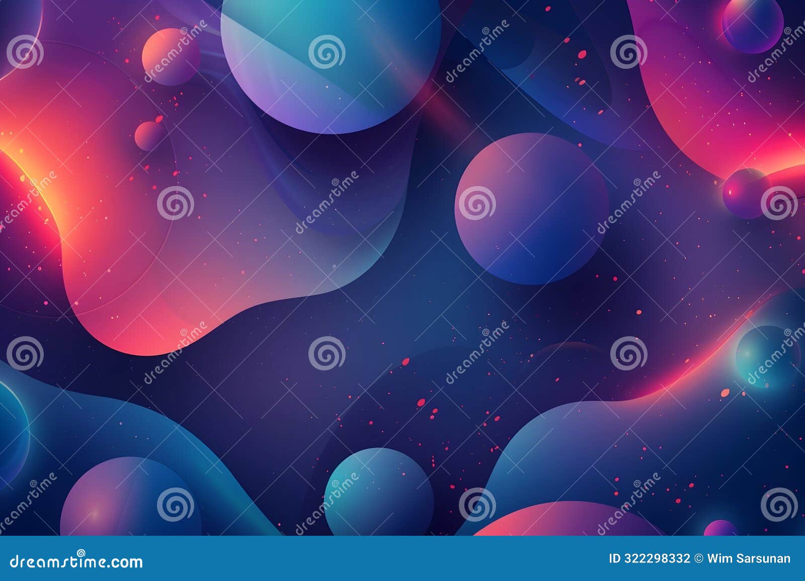 surreal cosmic landscape of glowing neon spheres and fluid gradients