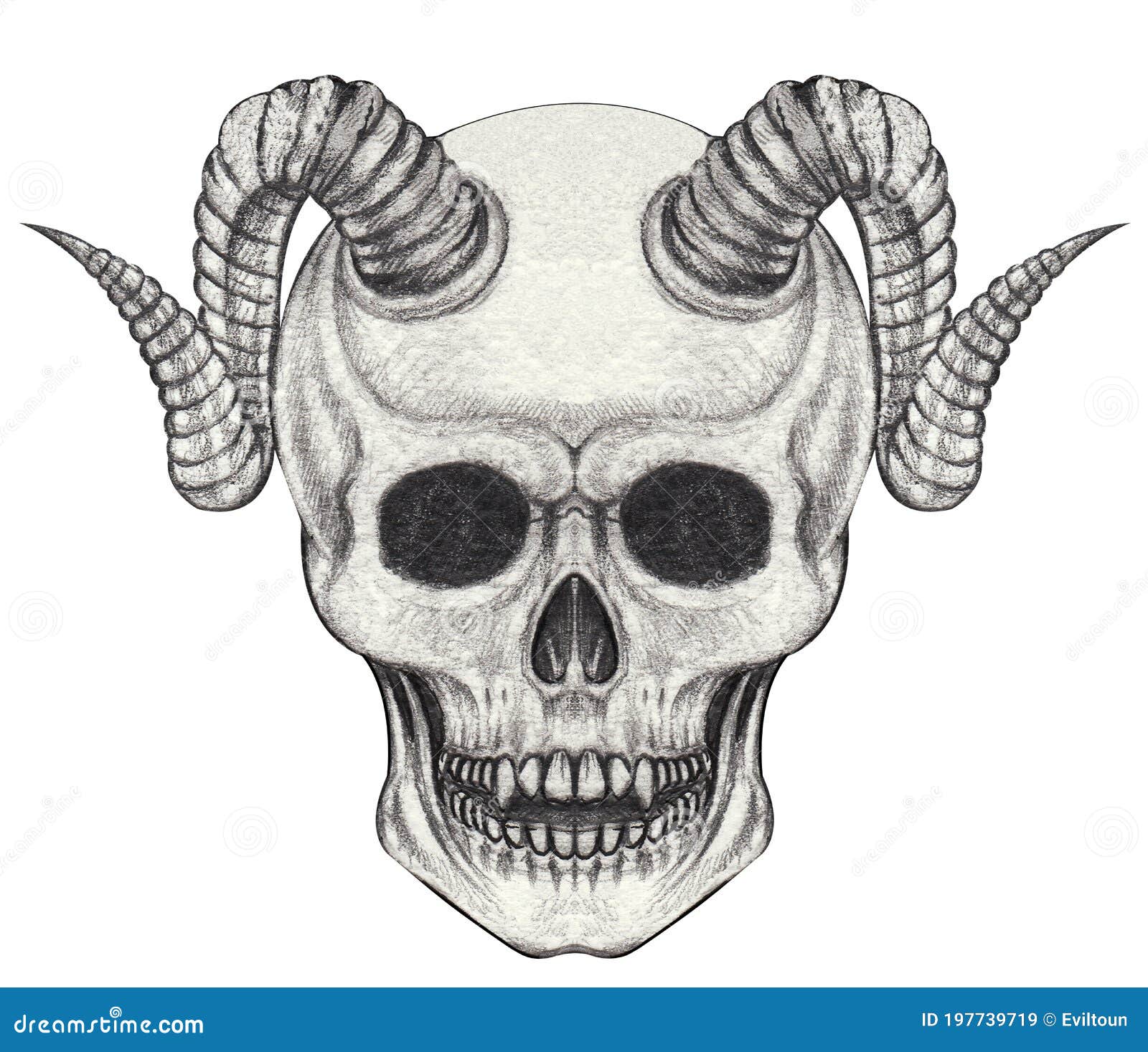 Surreal Devil Skull Tattoo. Stock Illustration Illustration of design