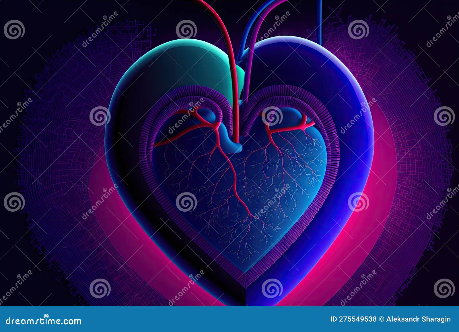 Surreal Illustration of a Human Heart on a Dark Background , Generative ...