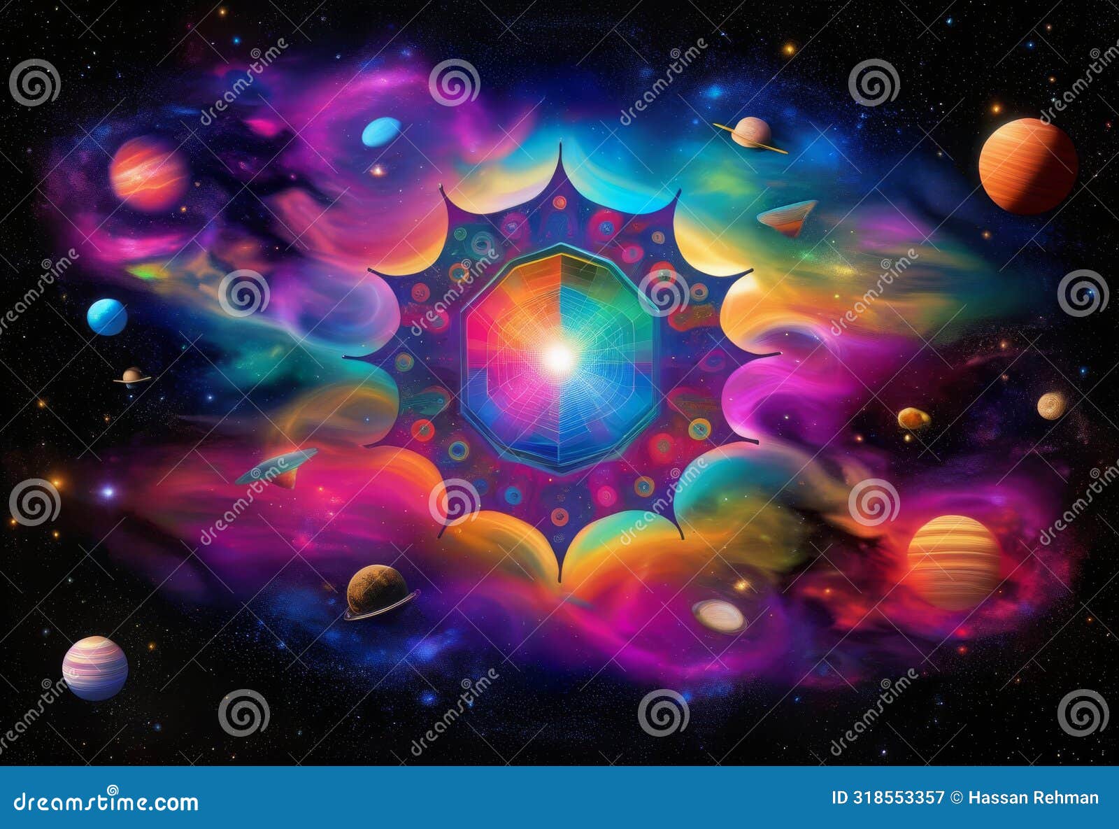 a surreal interstellar journey through a whimsical ark of colors