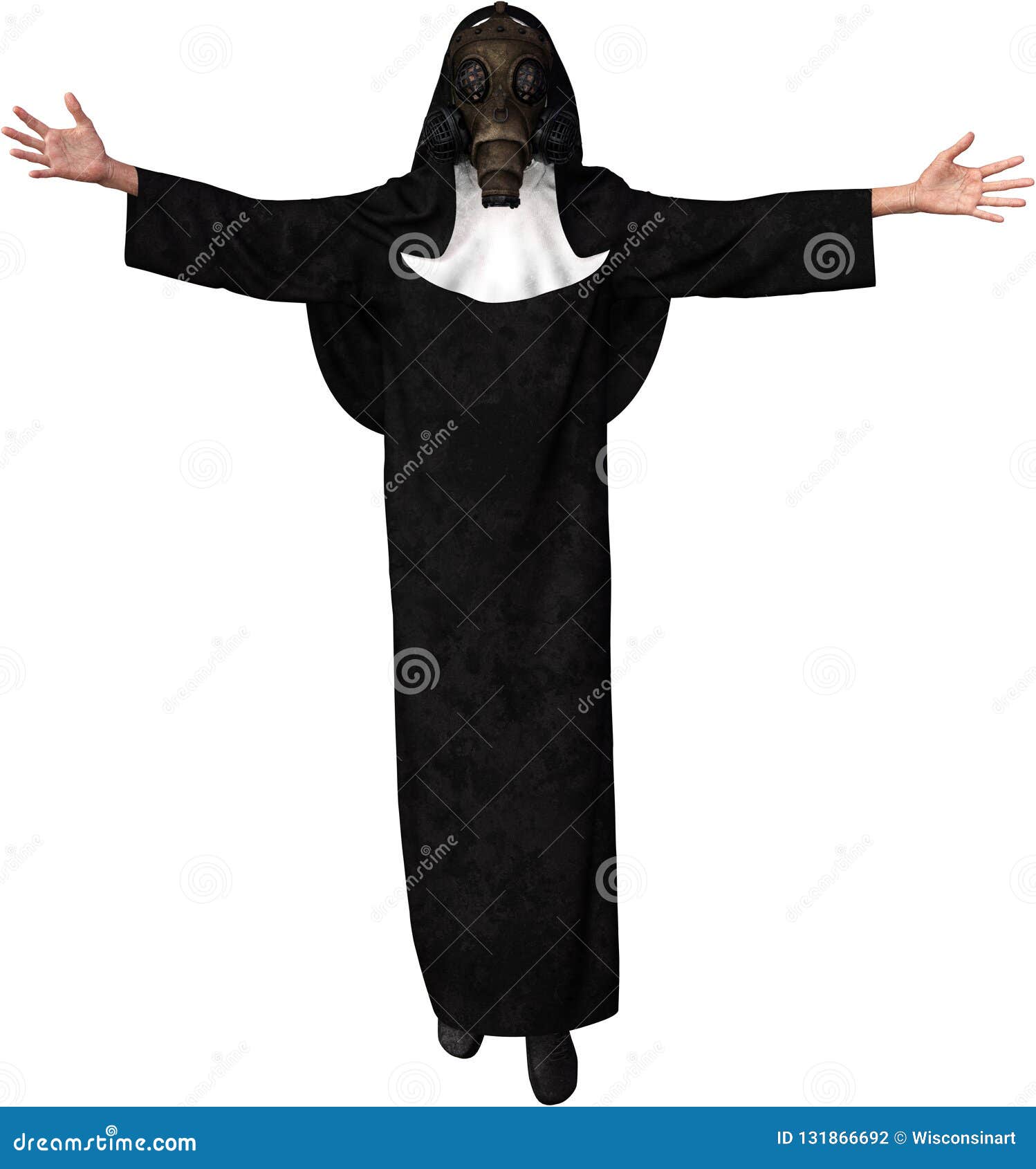 Surreal Nun, Gas Mask, Isolated Stock - Illustration of isolated, file: 131866692