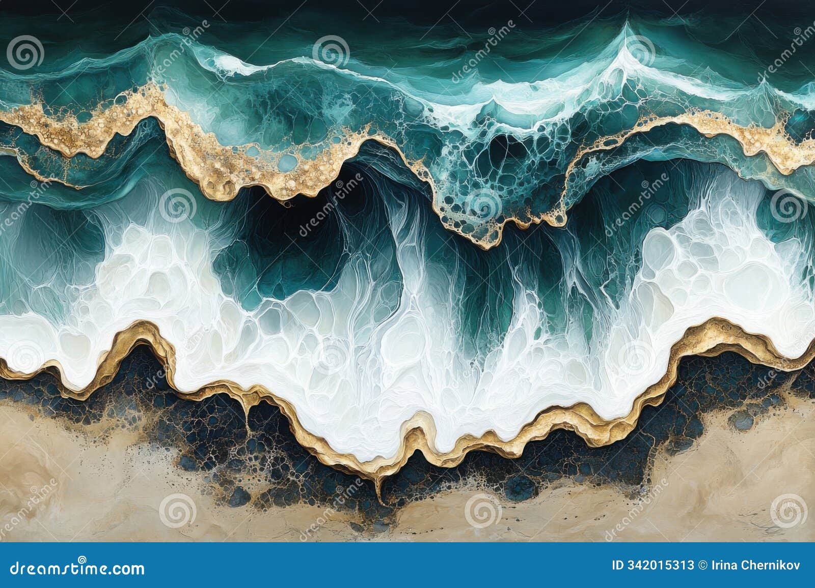 surreal ocean waves made of coffee in abstract art 