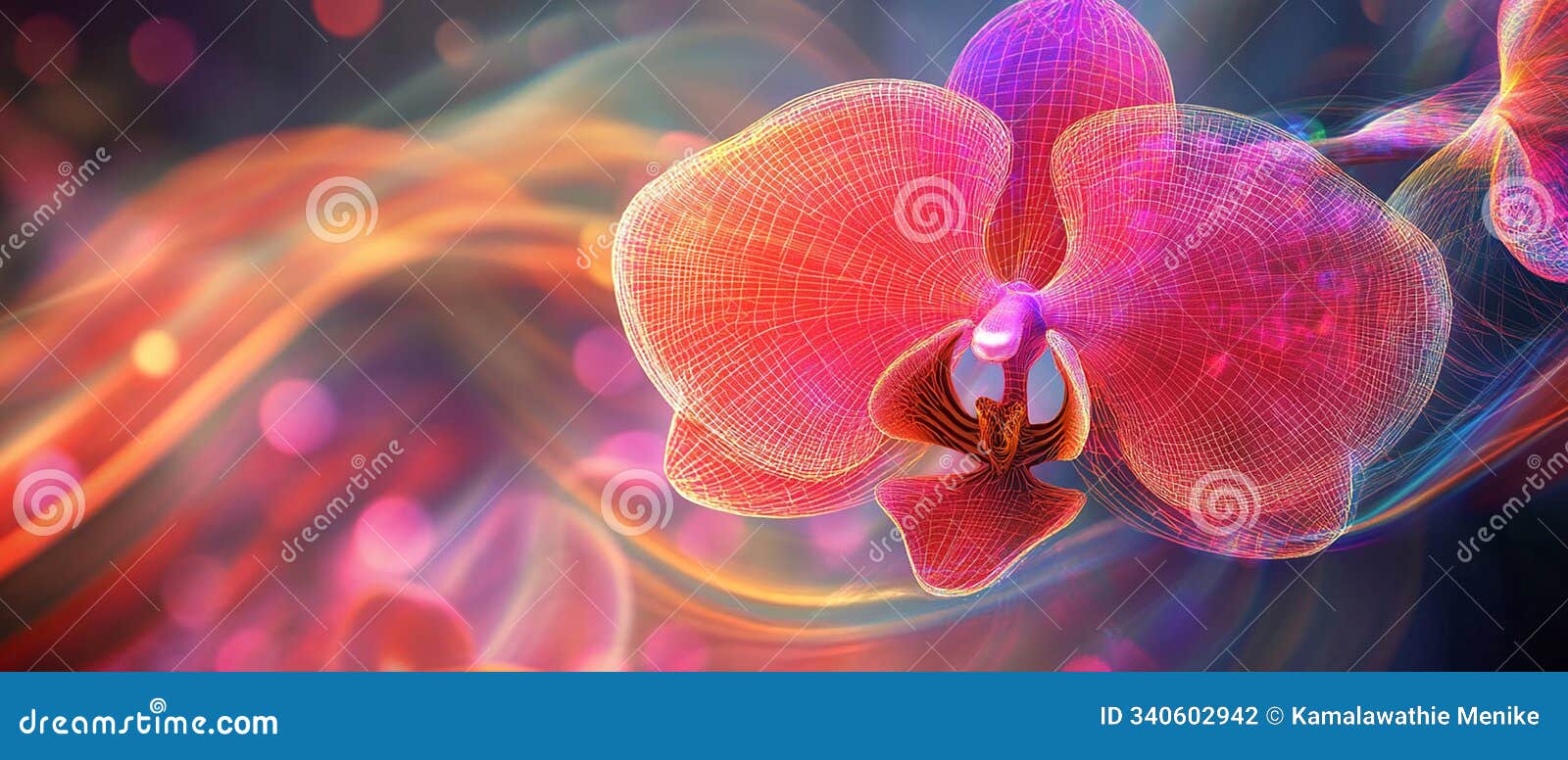 surreal orchid floating in an abstract sea