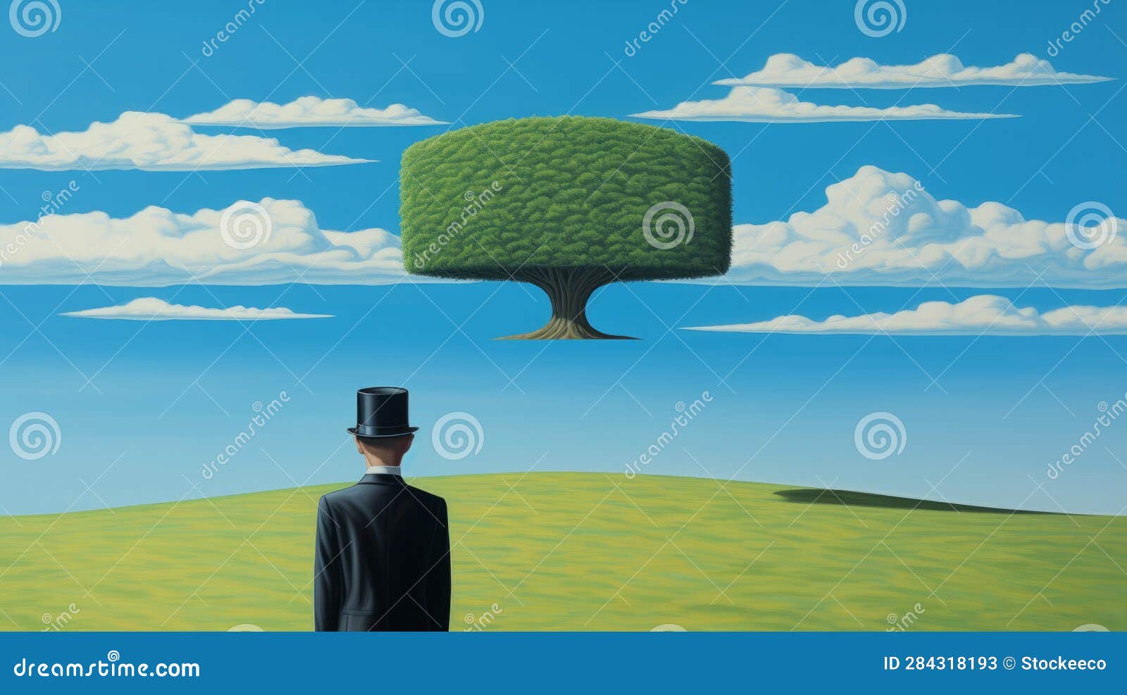 surreal renewable energy: a figurative minimalism painting by magritte