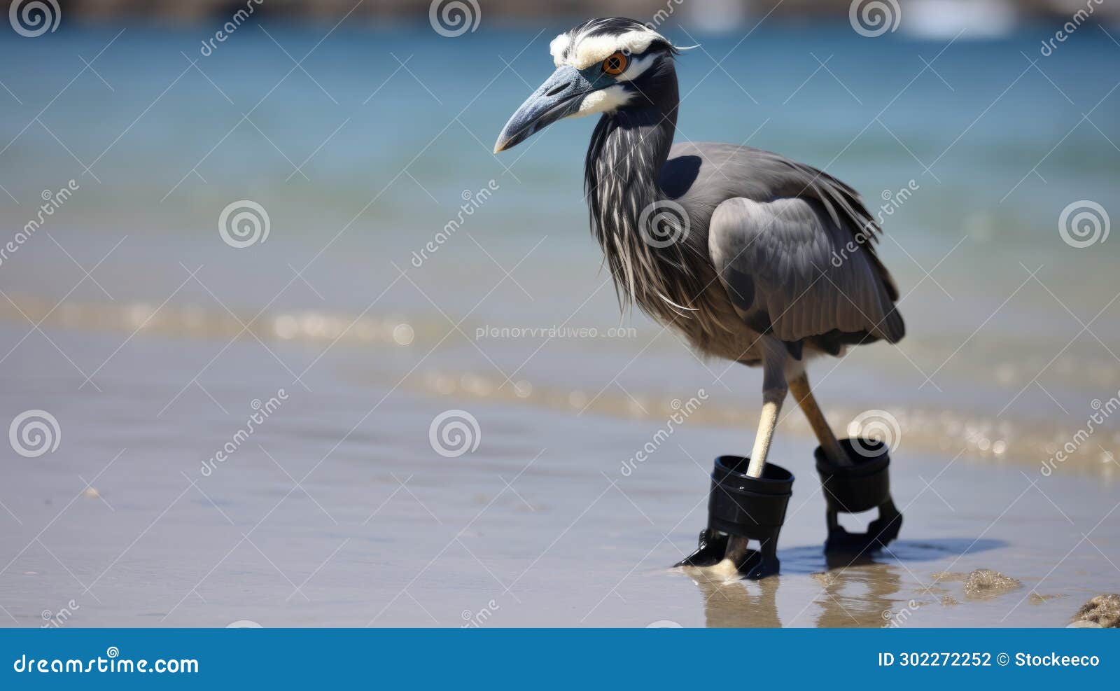 surreal schlieren photography of a heron in boots on a saudi arabian beach