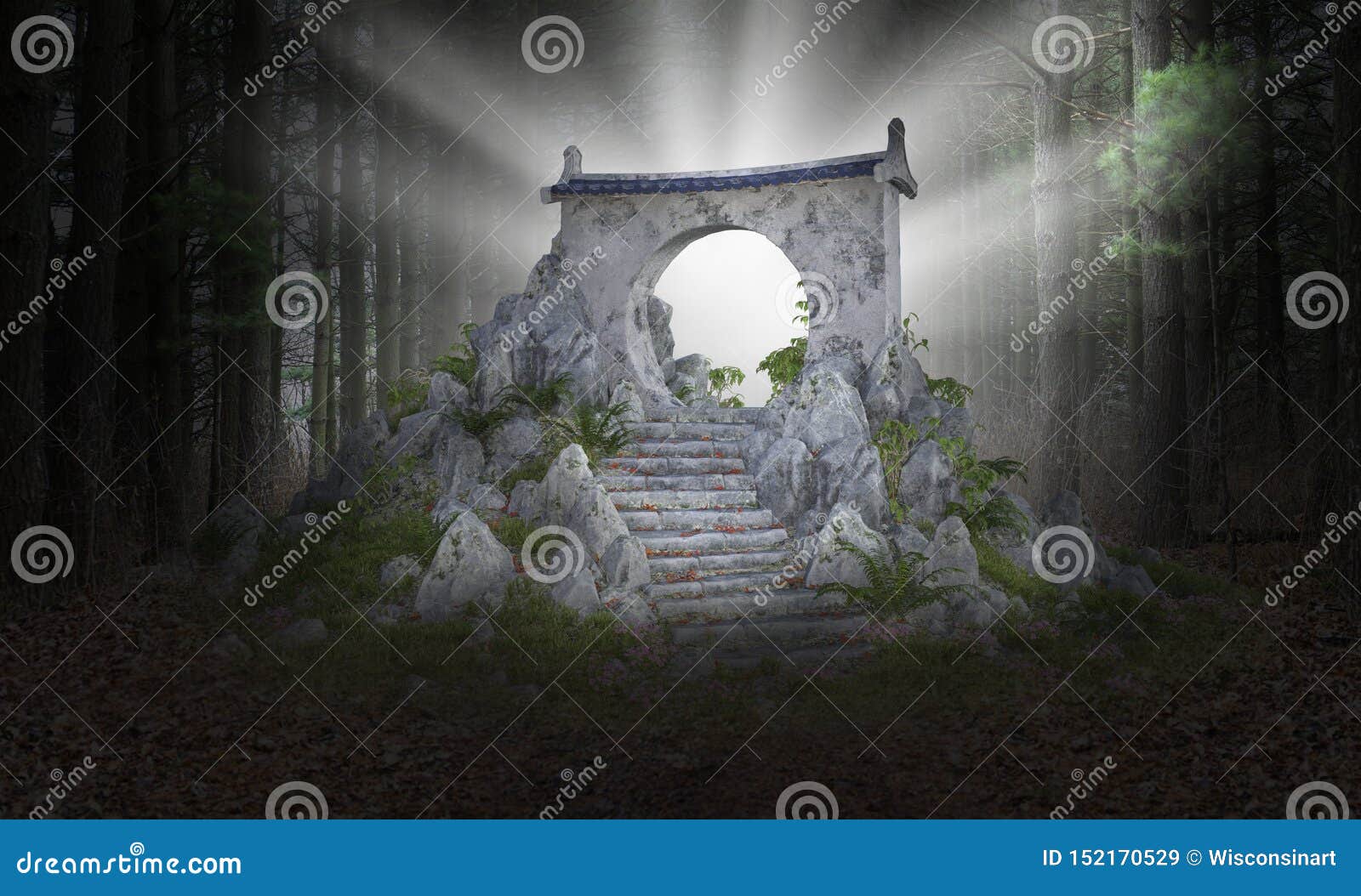 surreal science fiction gate, portal, background
