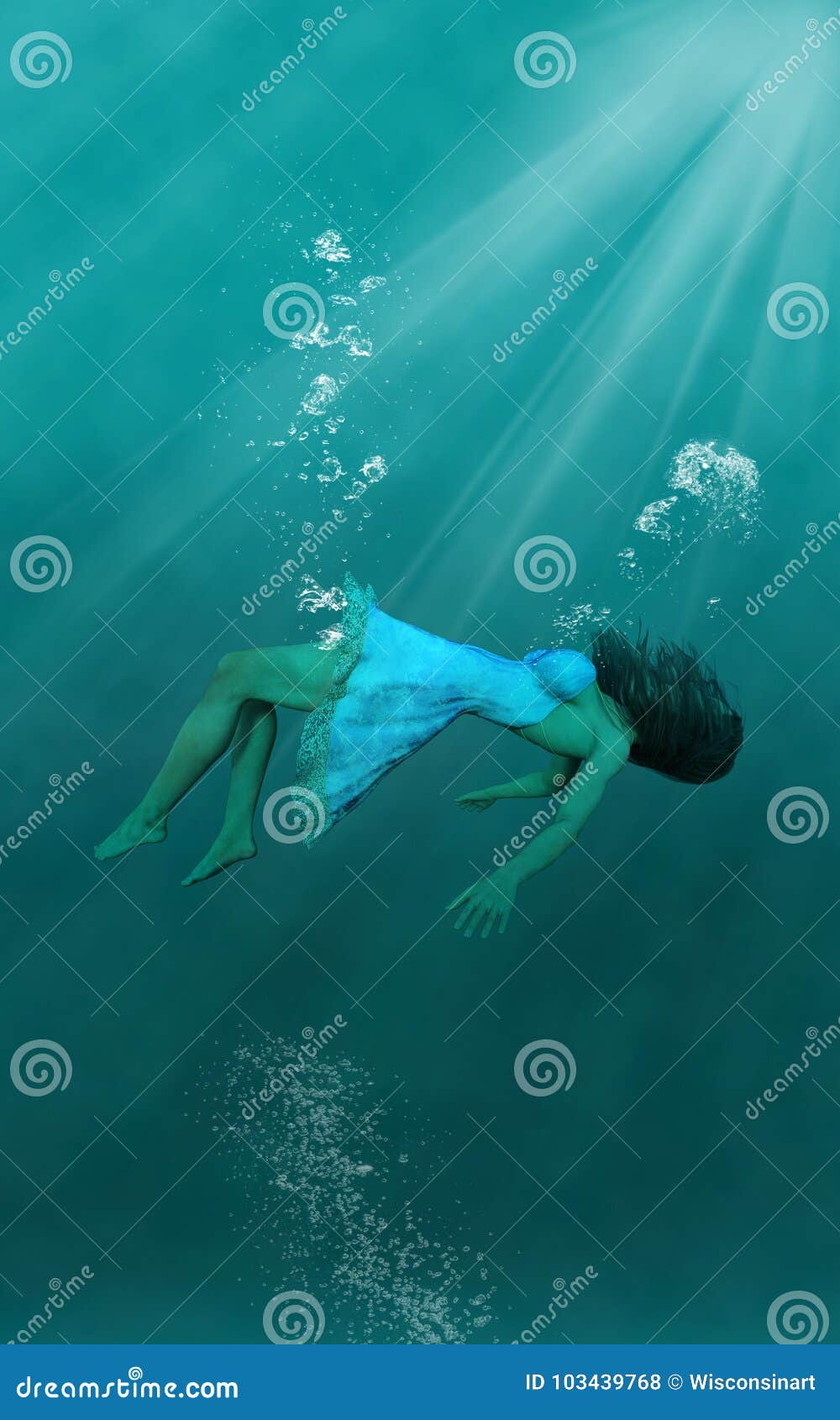 Surreal Underwater Woman, Wallpaper Background Stock Illustration ...