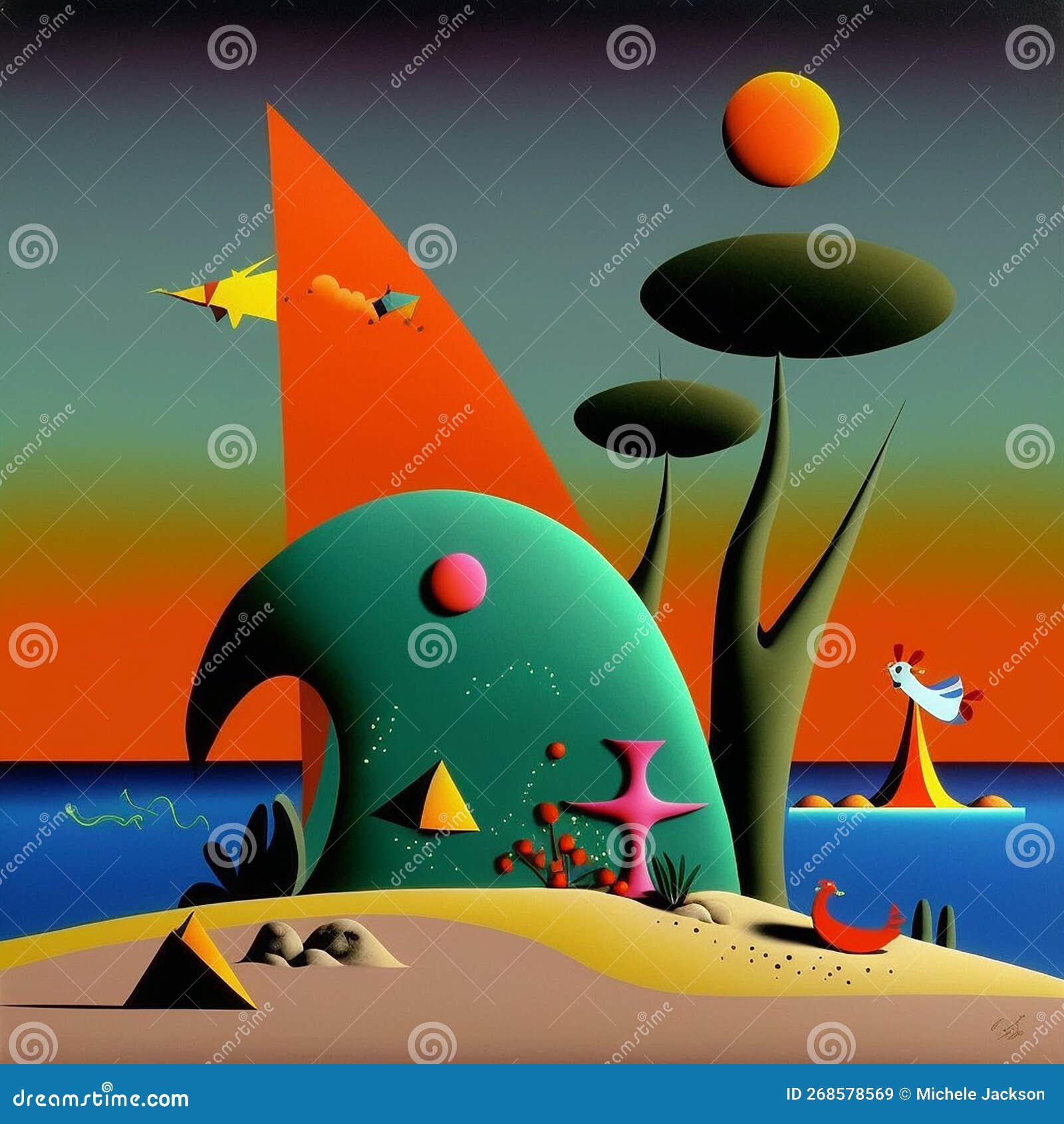 Surreales Kunstbild Einer Strandlandschaft Generative Ai Stock Abbildung -  Illustration von anstrich, bewegung: 268578569
