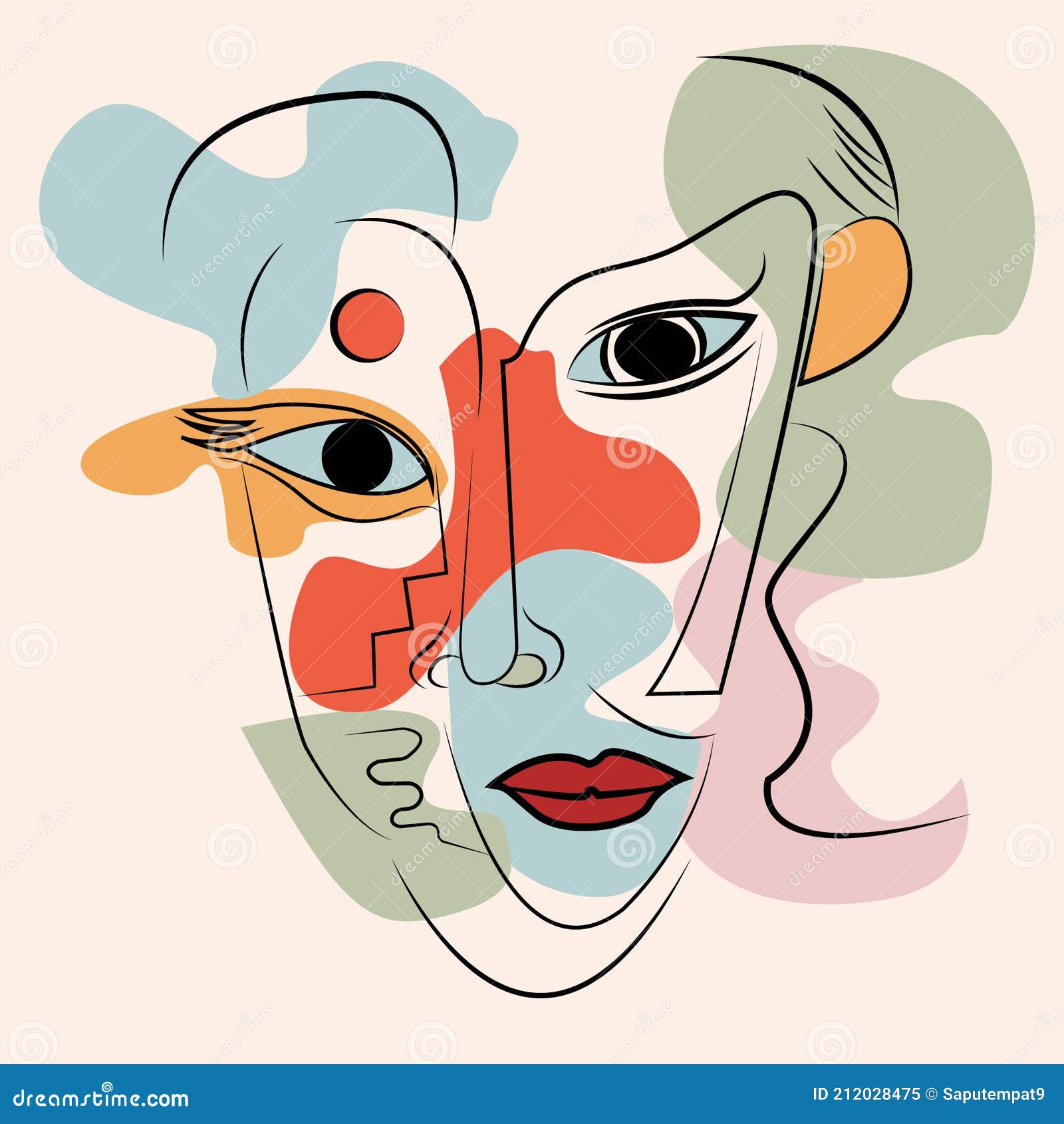 Surrealist Woman Face. Cartoon Vector | CartoonDealer.com #108816369