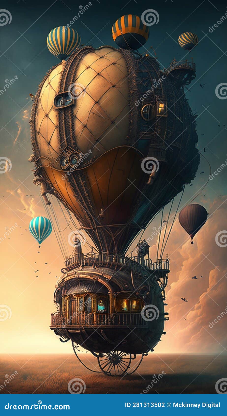 Weirdcore Hot Air Balloon Surrealistic Scenery. Created Using Ai