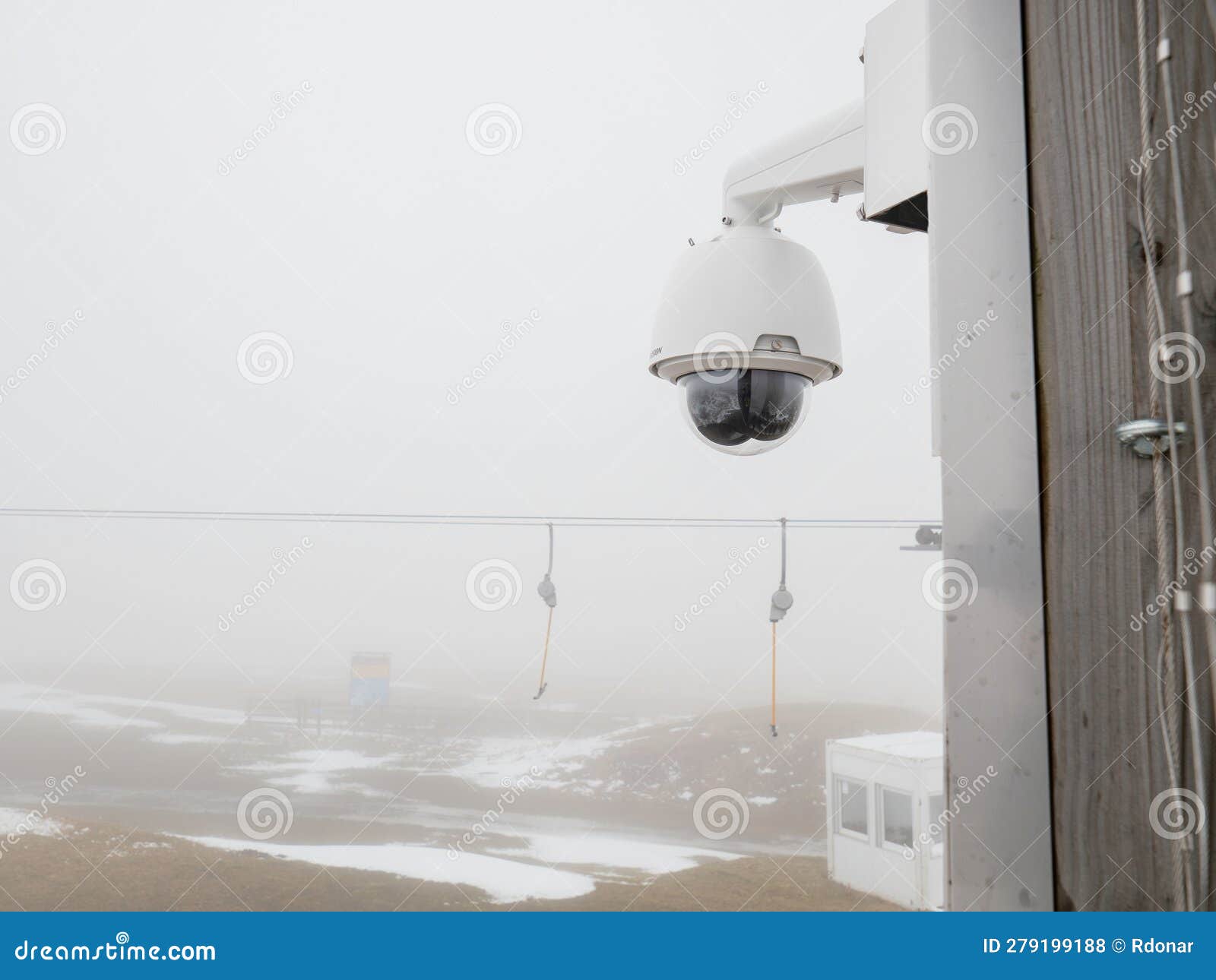 Surveillance Camera Inside the Room on the Wall, Close View Stock Photo