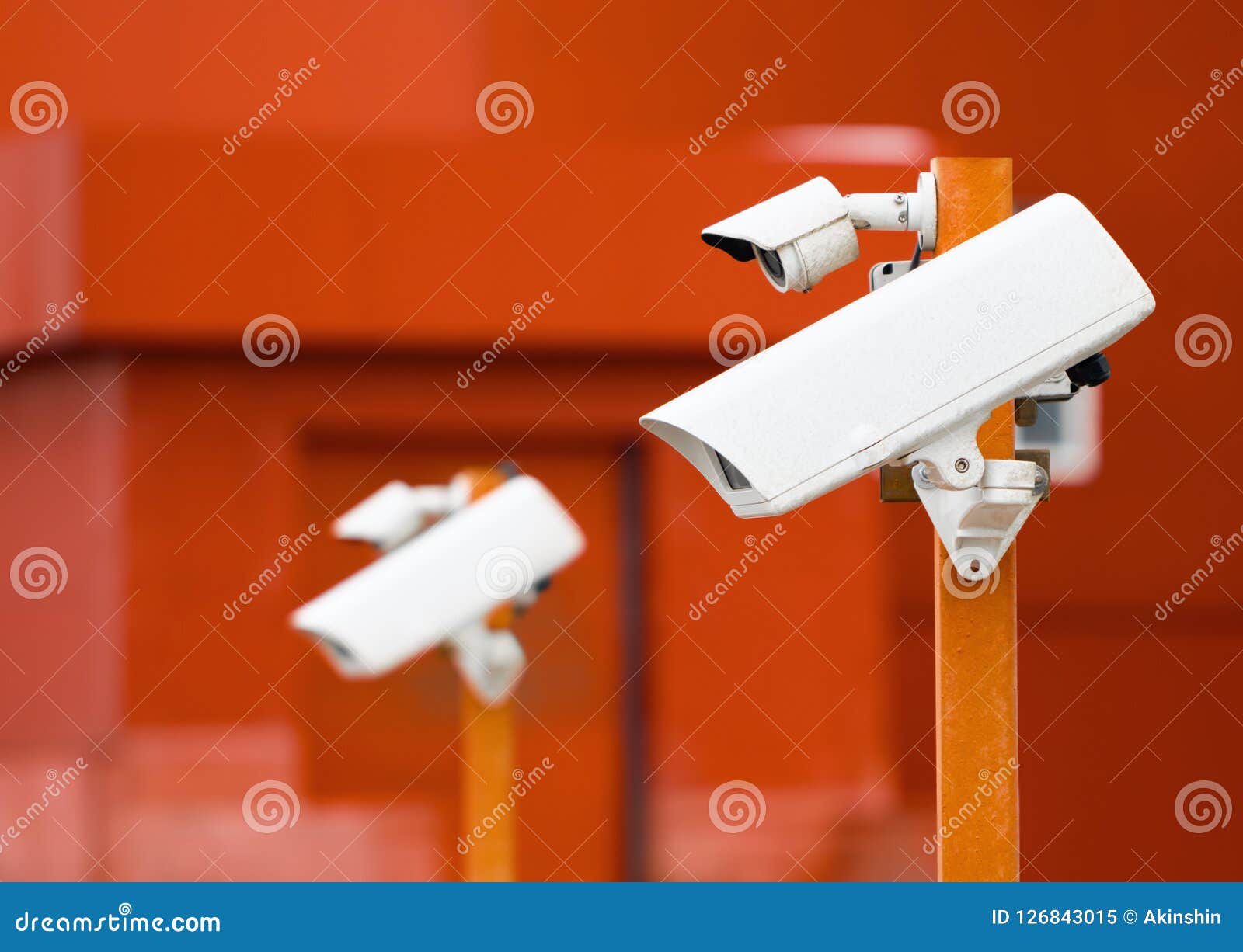 Surveillance Cameras in the Parking Lot. Stock Image Image of