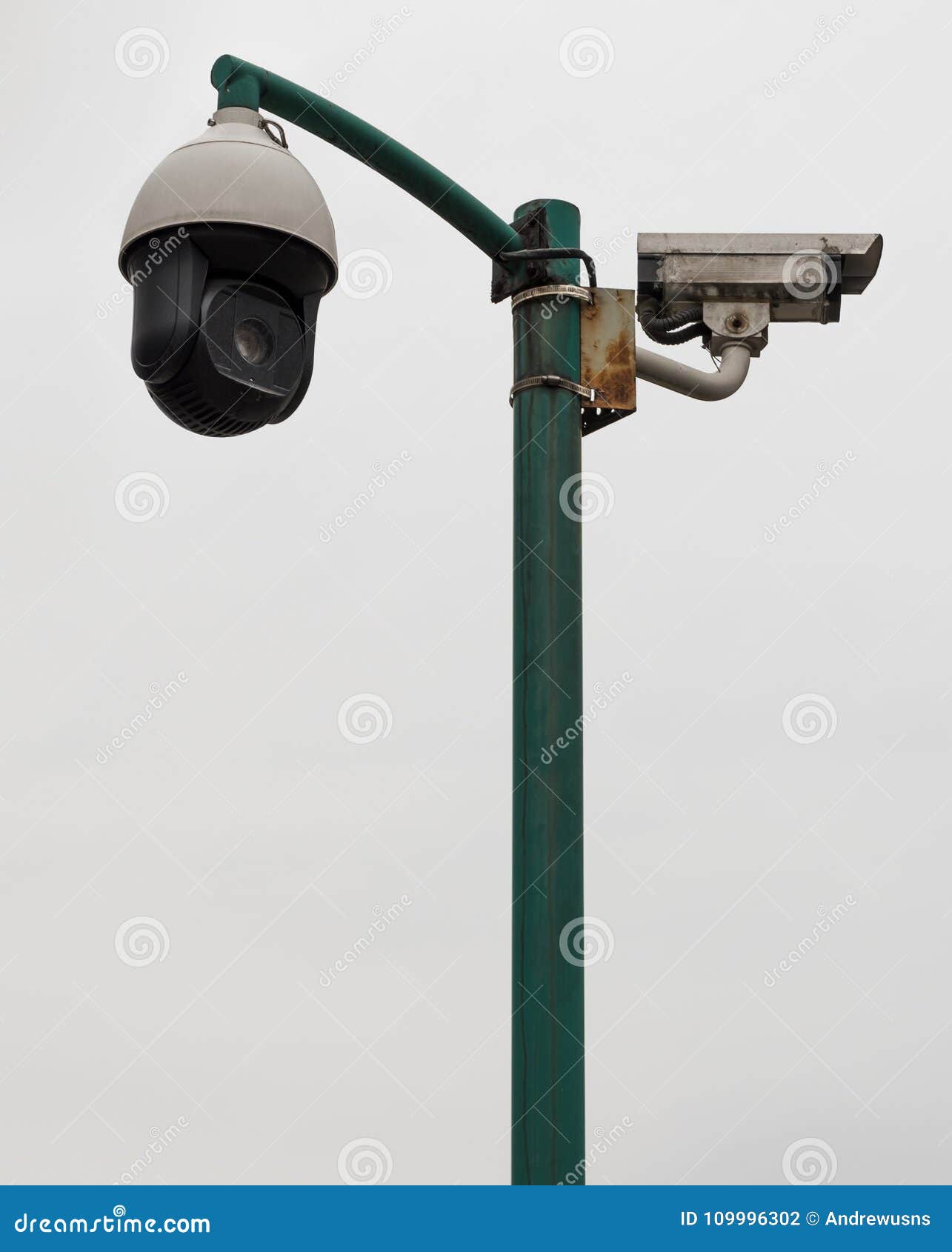 Surveillance Cameras on a Pole Stock Photo Image of pole, systems