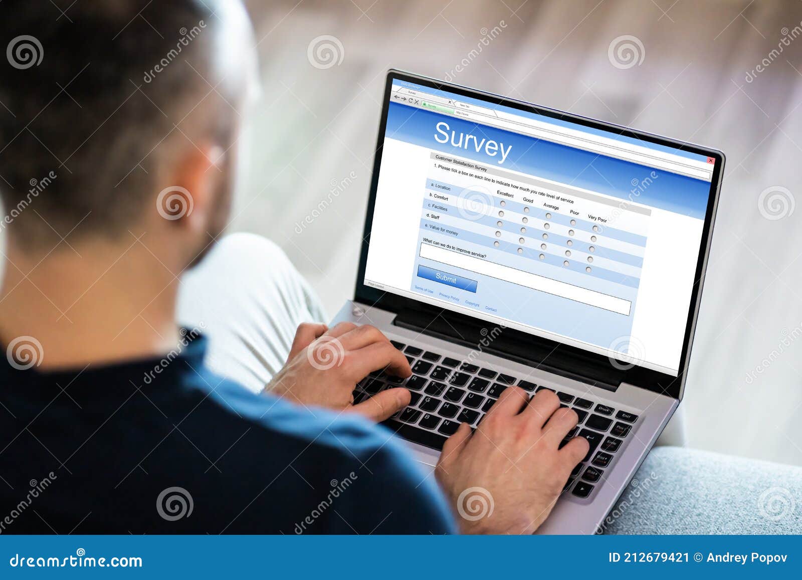 Survey Questionnaire or Poll on Laptop Computer Stock Image Image of