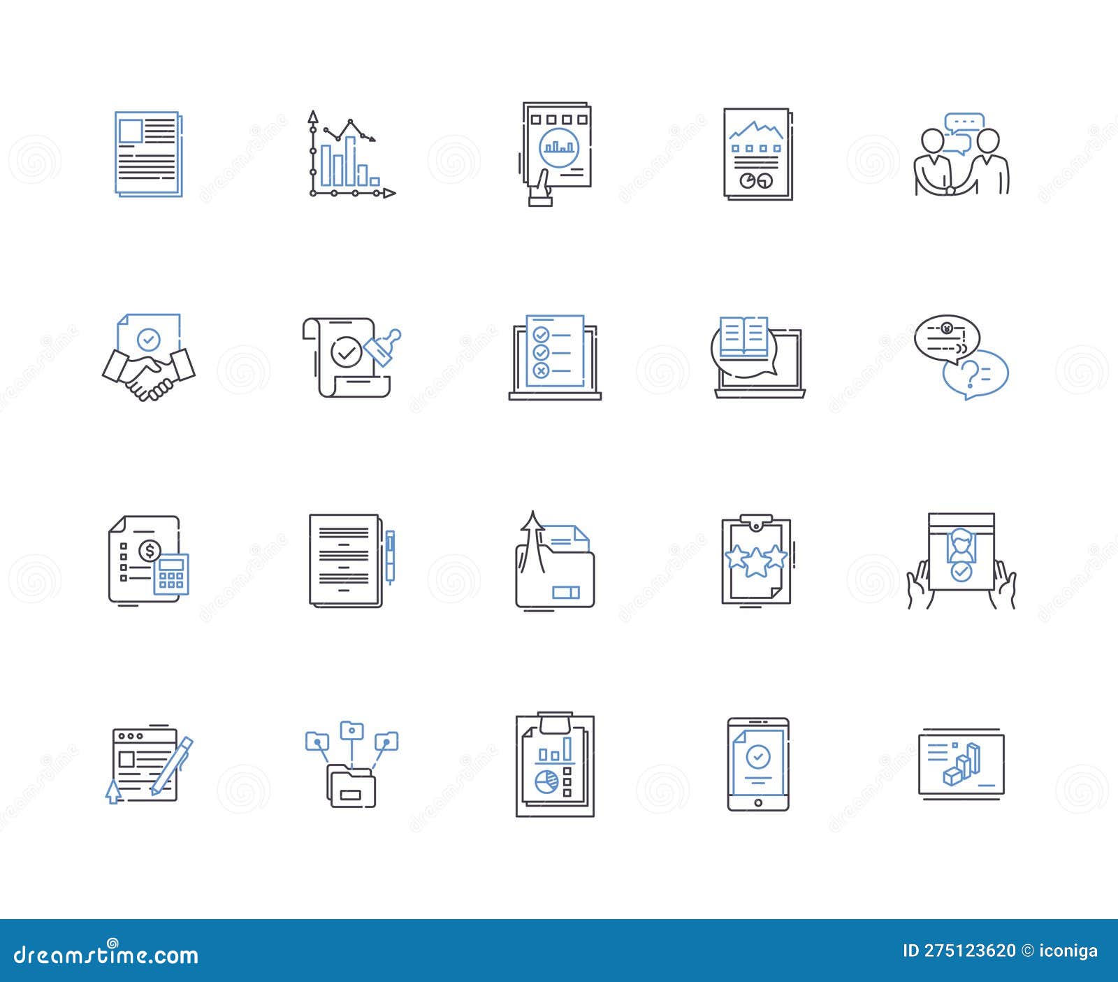 survey and research outline icons collection. surveying, researching, questioning, examining, investigating, analysis