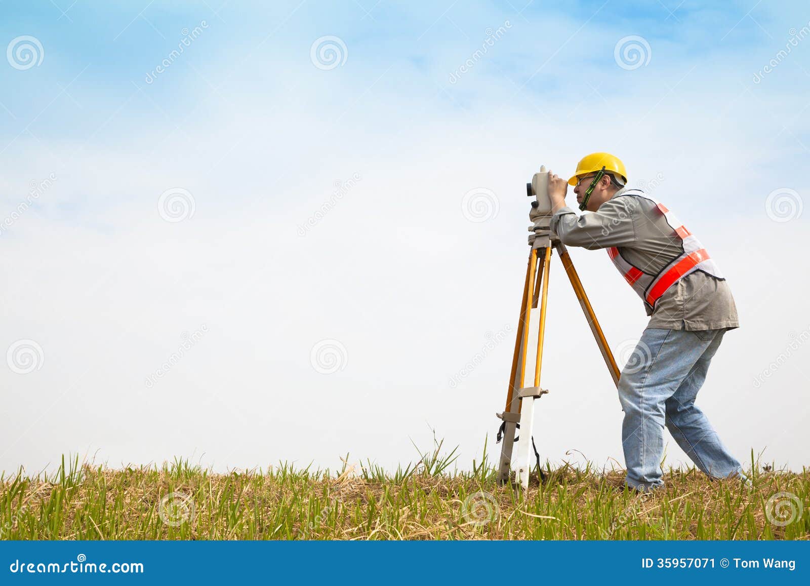 Surveyor Engineer Making Measure Stock Image Image of occupation