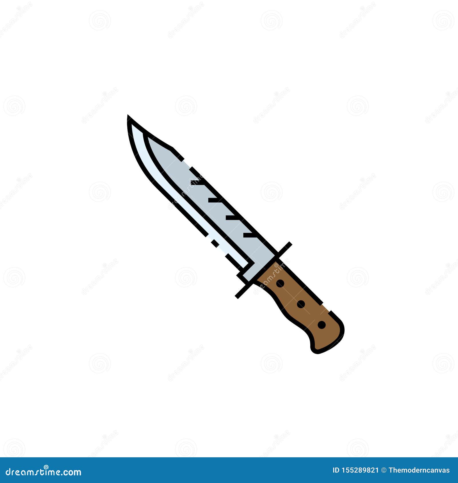 Survival knife line icon stock vector. Illustration of sharp - 155289821