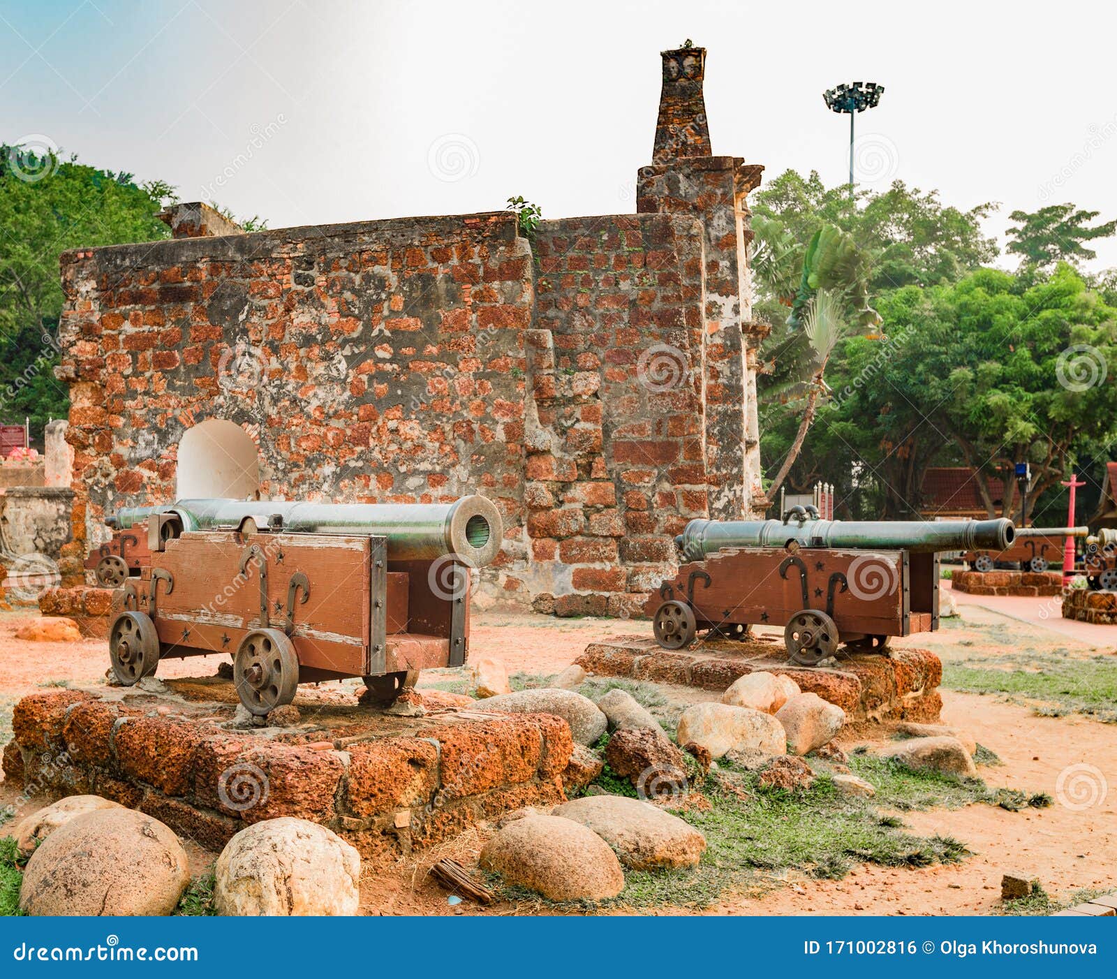 surviving gate of the a famosa fort in malacca, malaysia. panorama