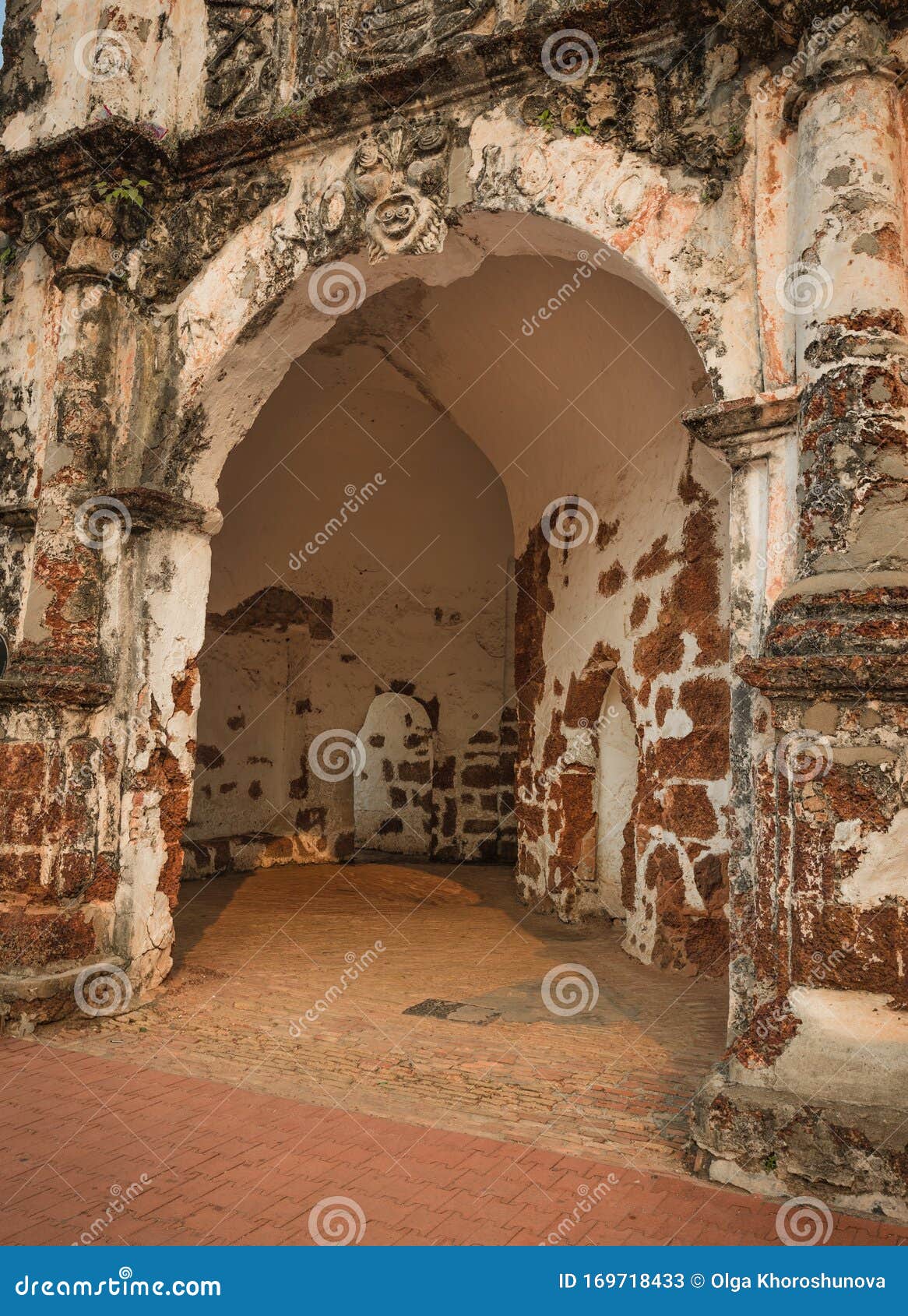 surviving gate of the a famosa fort in malacca, malaysia