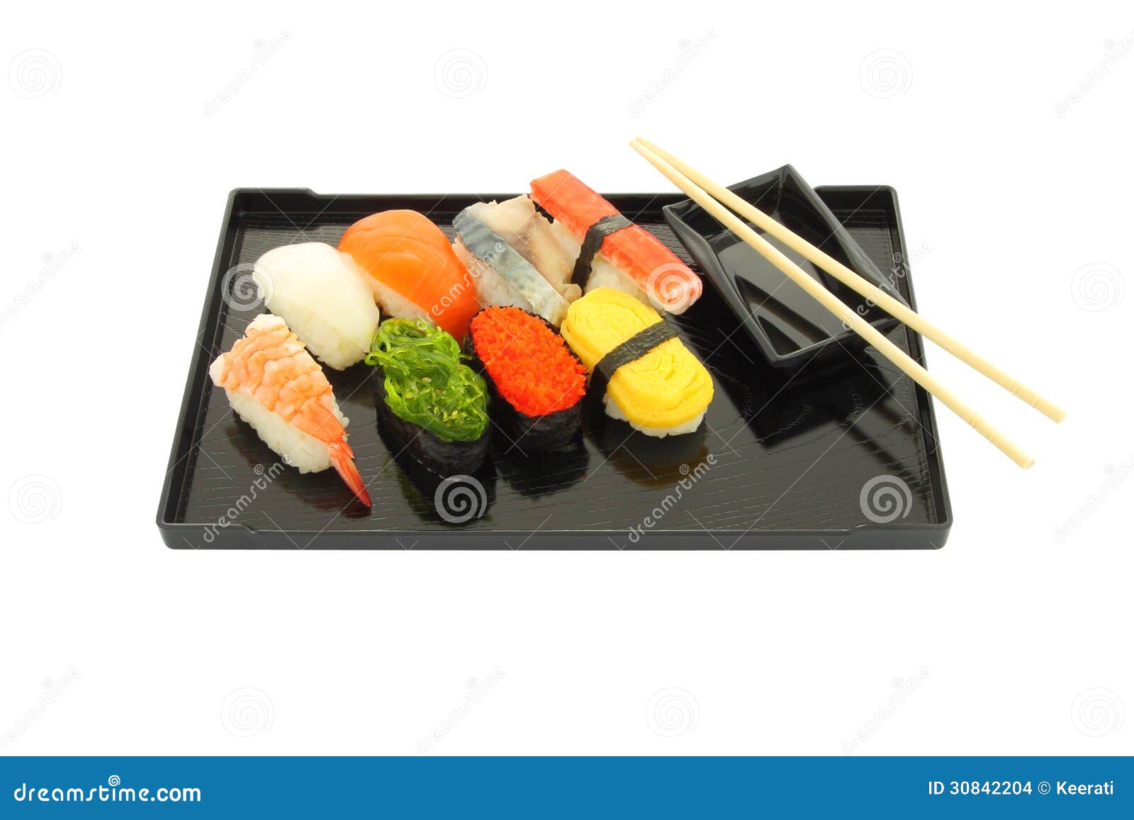 Sushi Black Rectangle Plate Stock Photo Image of meal, japanese 30842204