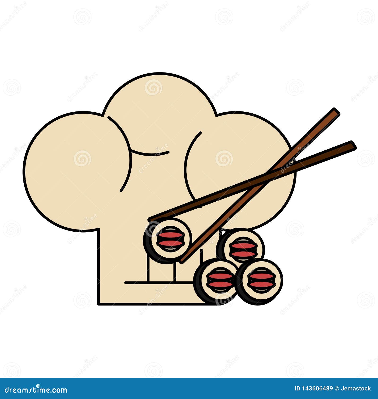 Sushi and chef hat stock vector. Illustration of fresh 143606489