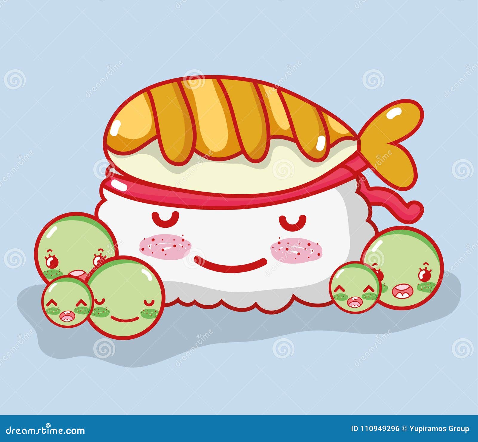 Sushi Cute Kawaii Cartoon Stock Vector Illustration Of Gastronomy