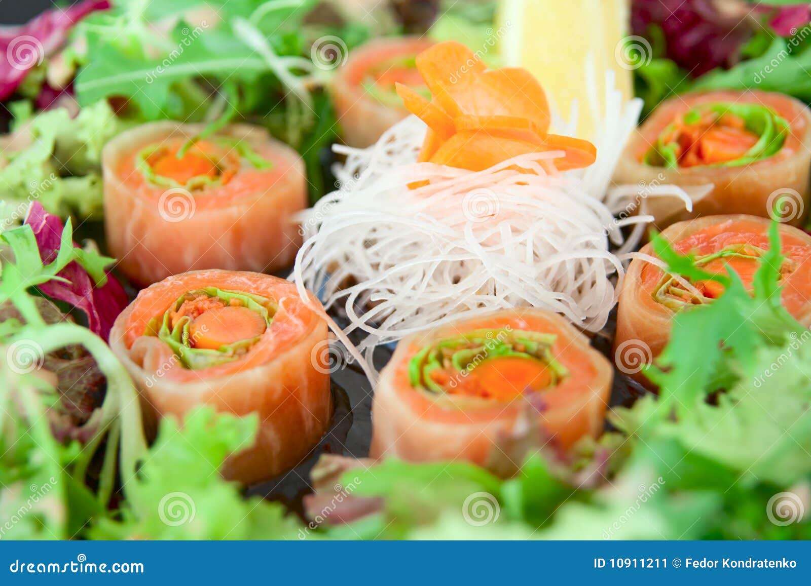 Sushi of Daikon, Carrot and Salmon Stock Image Image of restaurant