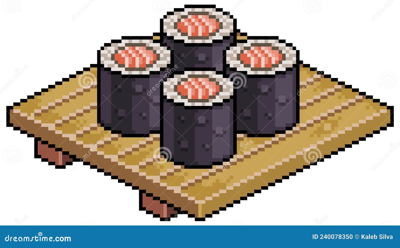 Sushi De Comida Japonesa Com Arte Em Pixel No ícone De Quadro De Madeira  Para Jogos De 8 Bits Ilustração do Vetor - Ilustração de arroz, japonês:  240078350