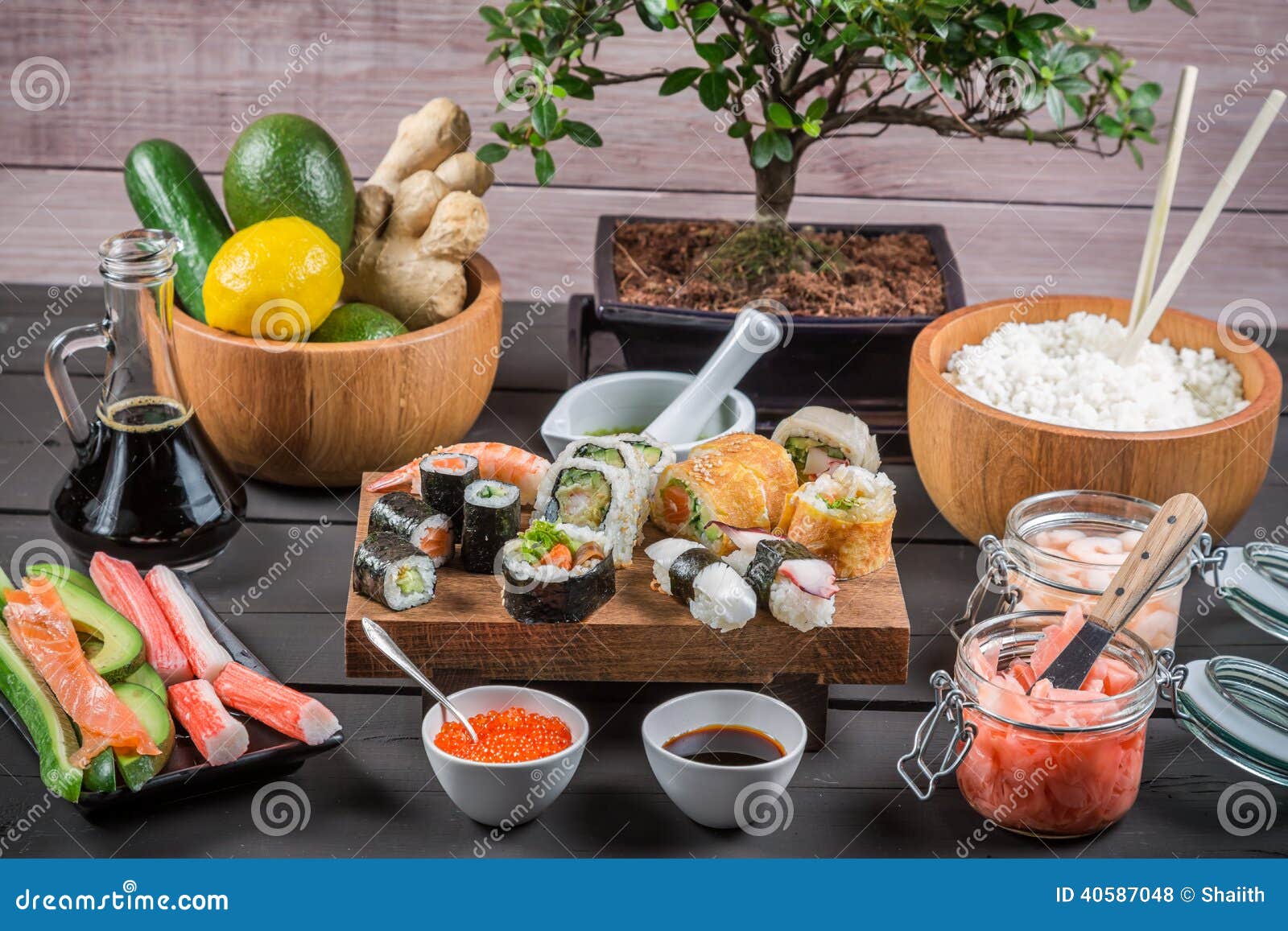 Sushi with Fresh Ingredients Stock Photo Image of fresh, helthy 40587048