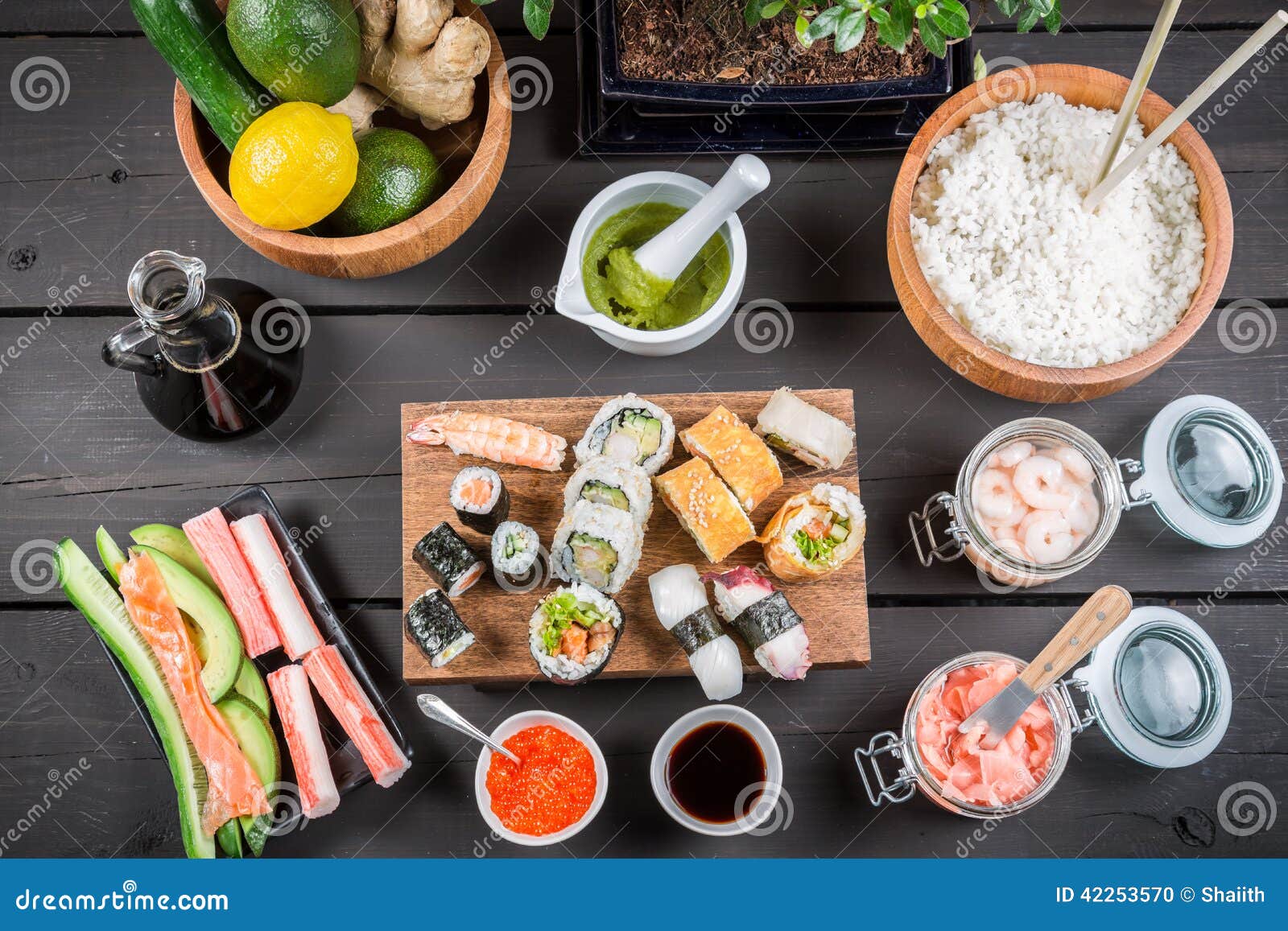 Sushi with Fresh Ingredients Stock Photo Image of food, closeup 42253570