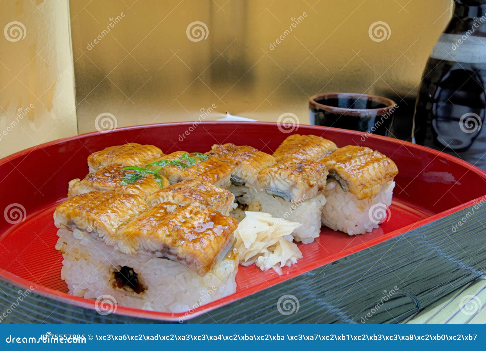 Sushi of grilled eel stock image. Image of heat, pressing 75557885