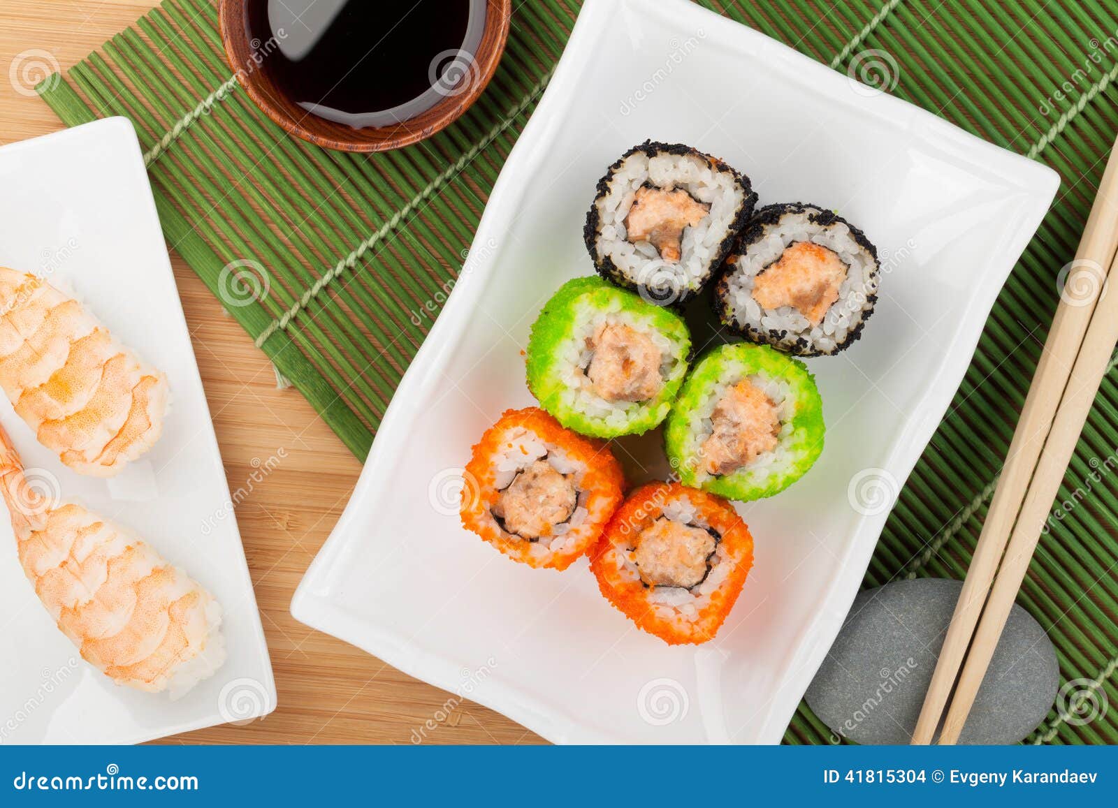 Japanese sushi set Stock Photo by karandaev