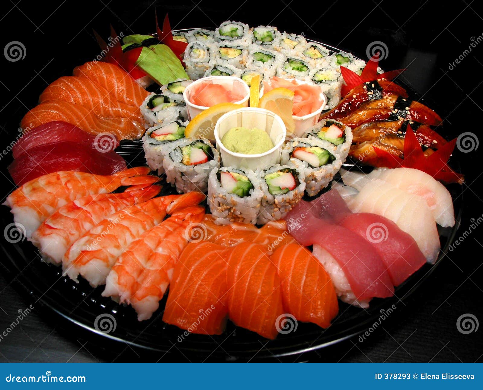 Sushi party tray stock image. Image of seafood, rice, food 378293
