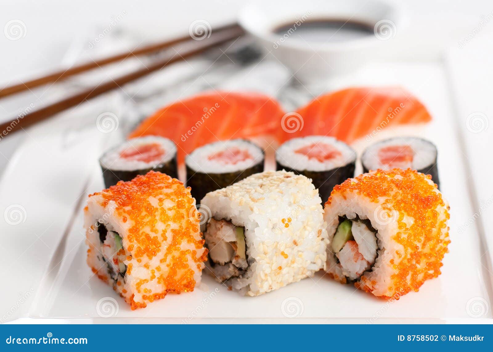 Sushi plate stock photo. Image of nori, nigiri, healthy 8758502