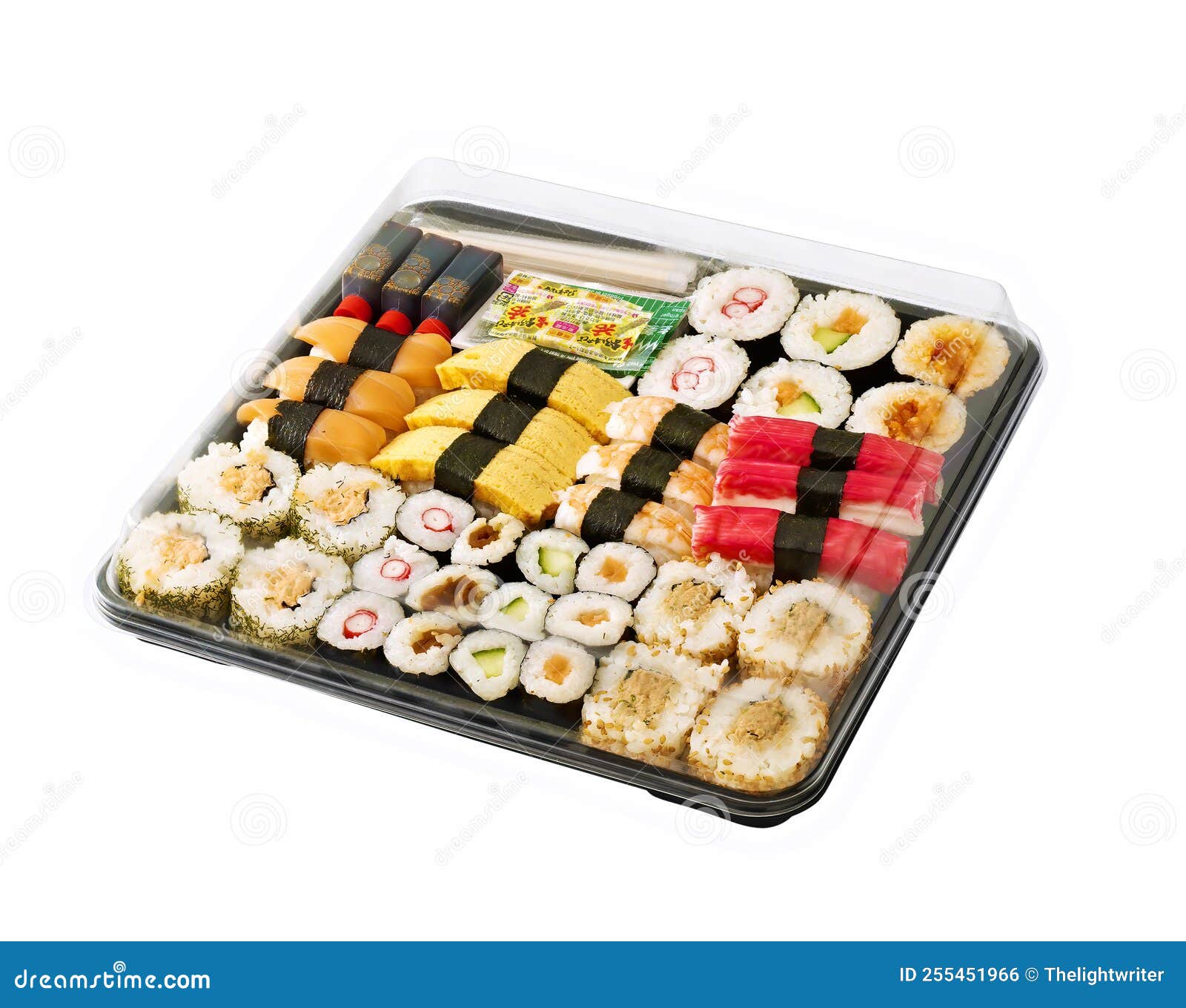 Sushi Plate on a Plastic Tray Isolated on White Stock Photo Image of