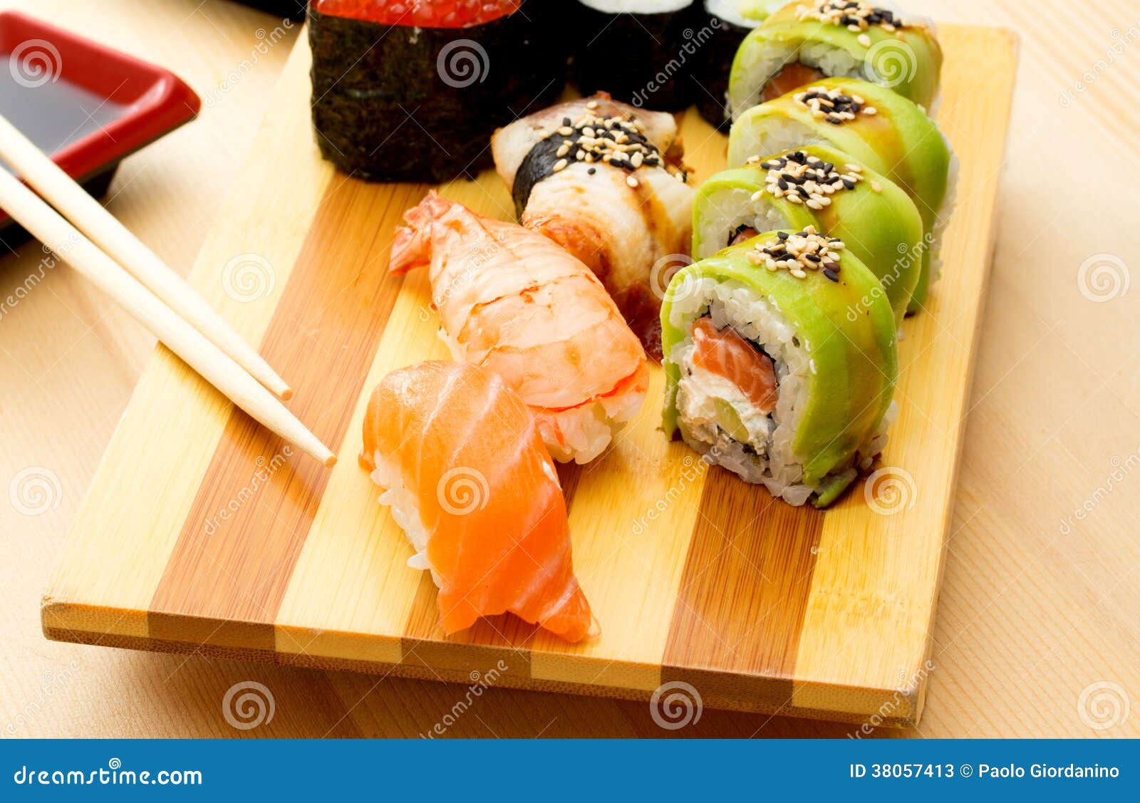 Sushi raw fish stock image. Image of dish, shrimp, salmon 38057413