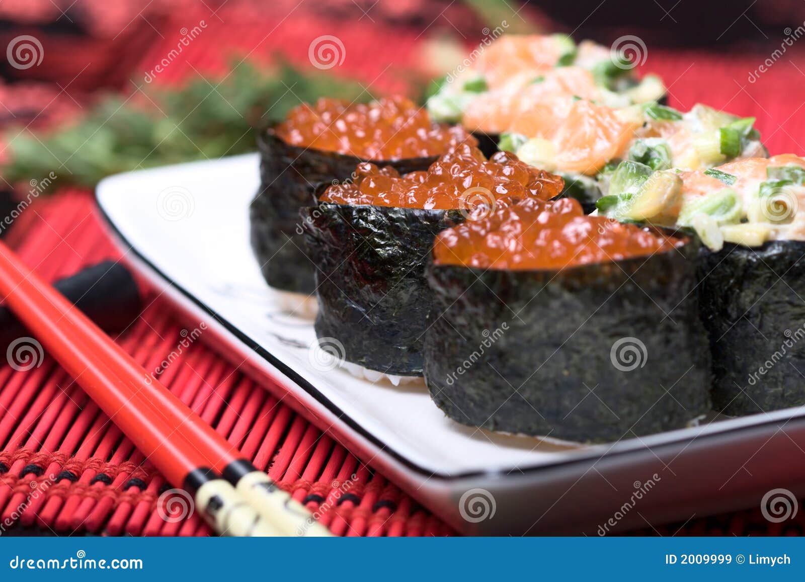 Sushi with red caviar stock image. Image of foods, restaurant 2009999