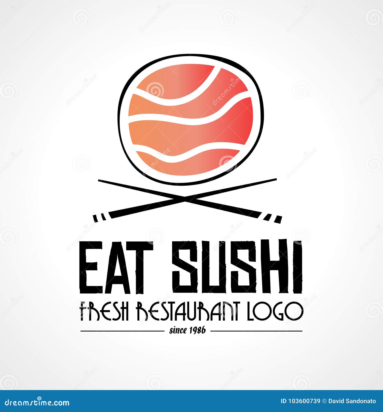 Sushi Restaurant Flat Style Logo Design For Food Company Stock Vector Illustration Of Flat Icon