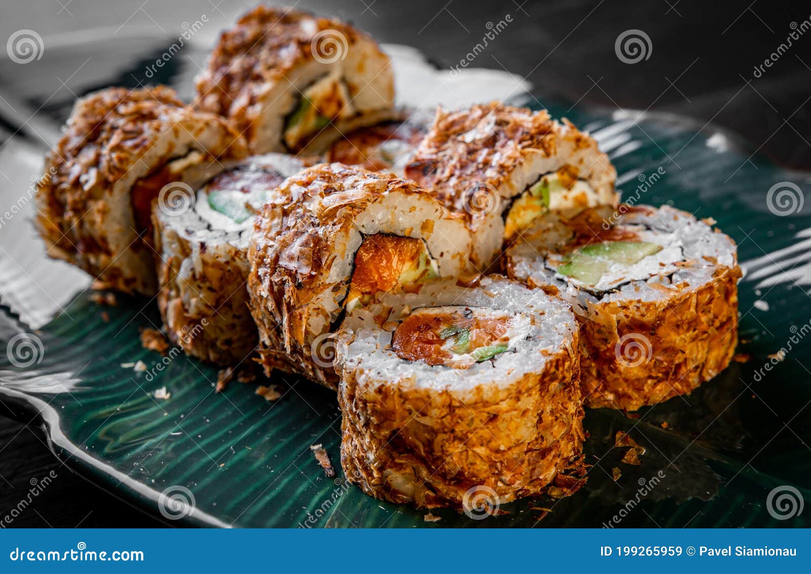 Sushi Roll with Fish and Rice Stock Image Image of cream, cuisine