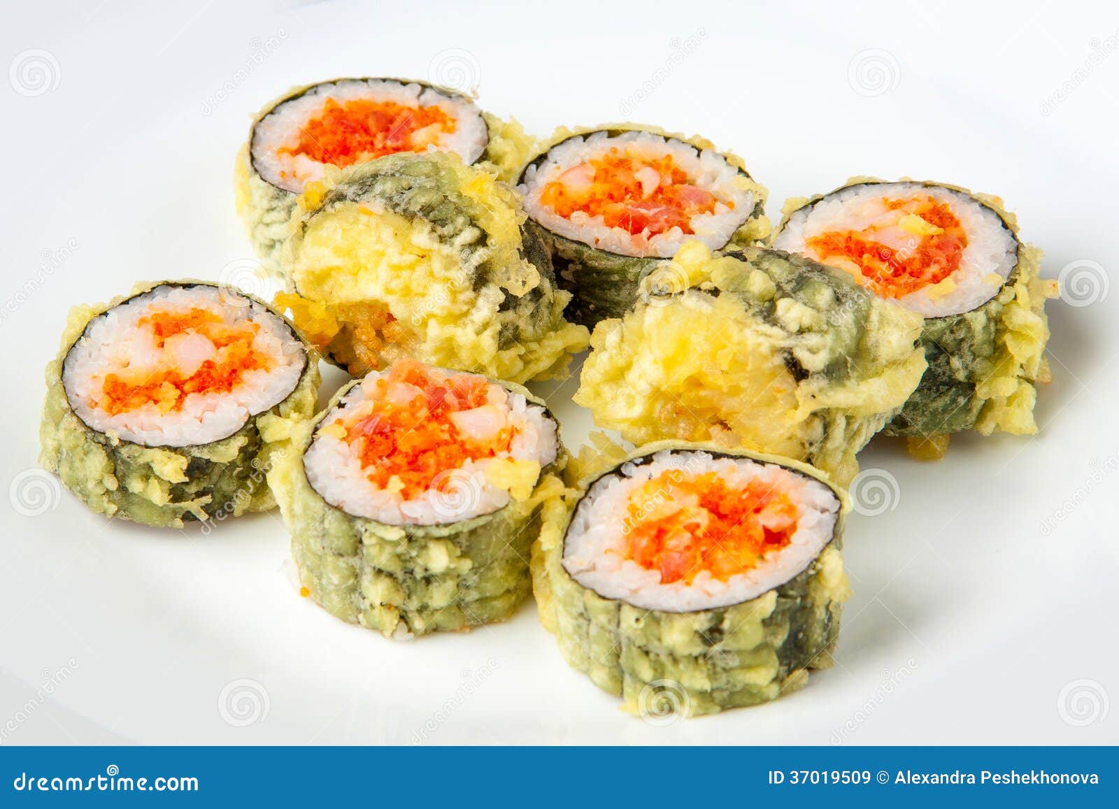 Sushi Roll with Tempura Tuna and Salmon Stock Image Image of teriyaki