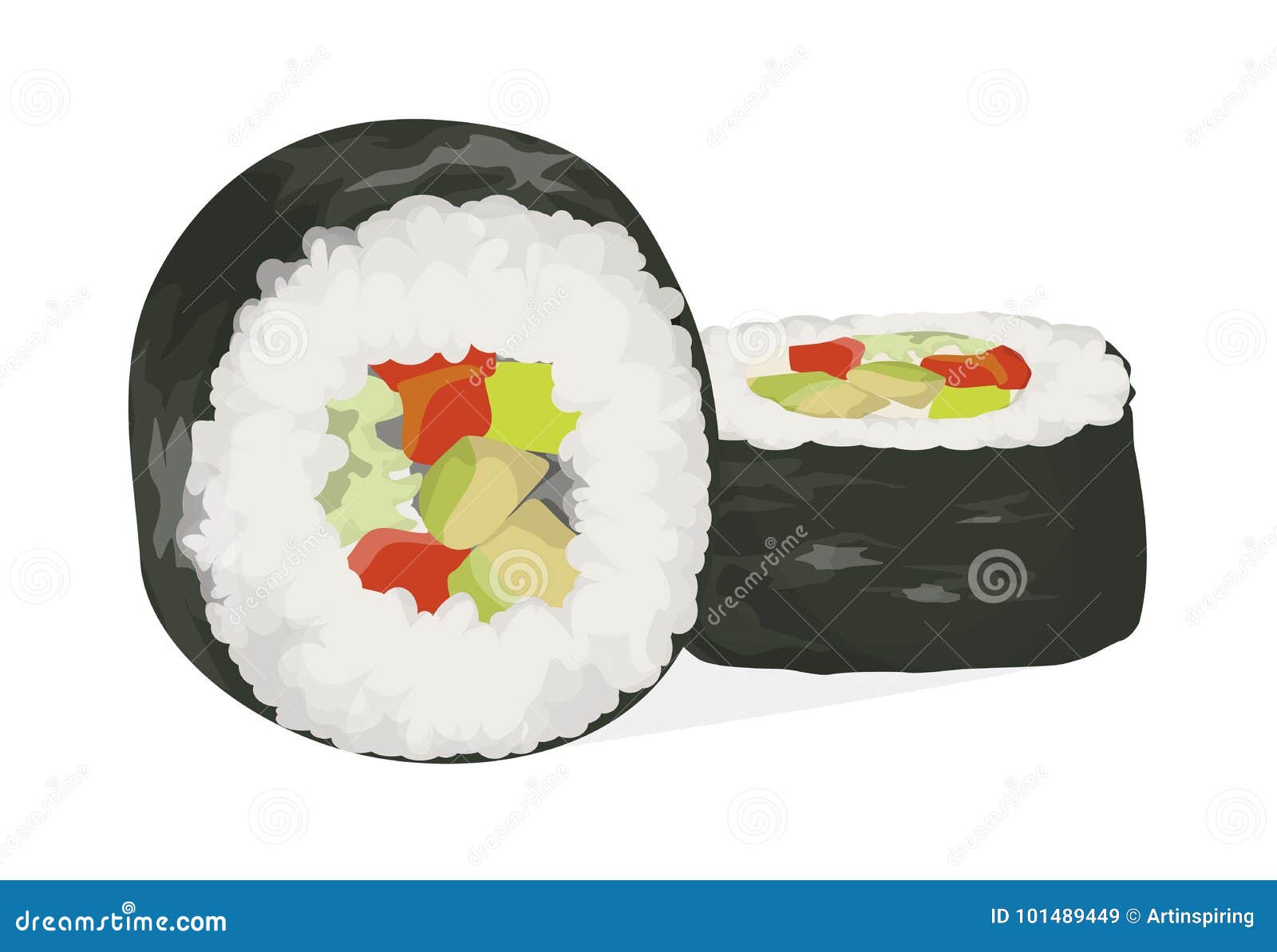 Sushi rolls set. stock vector. Illustration of background - 101489449