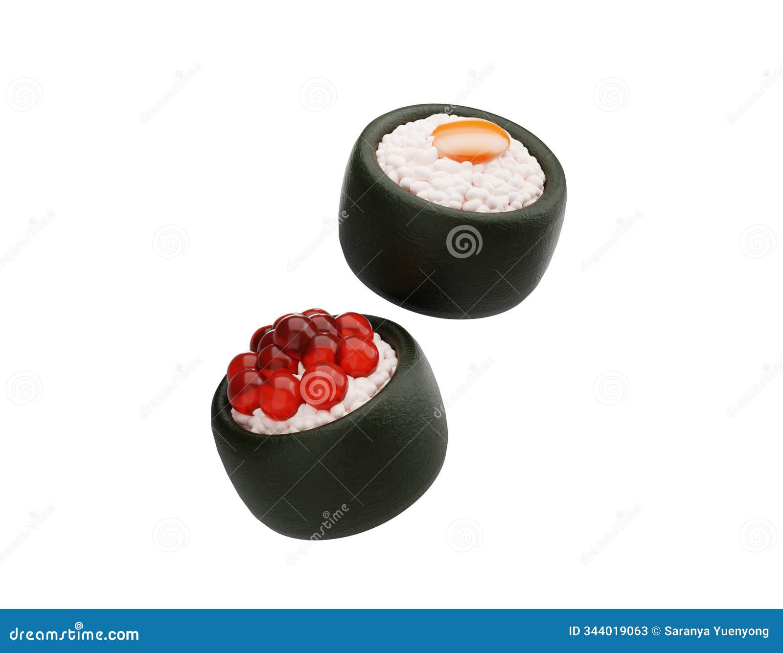 sushi salmon ebi roll japanese food cartoon 3d 