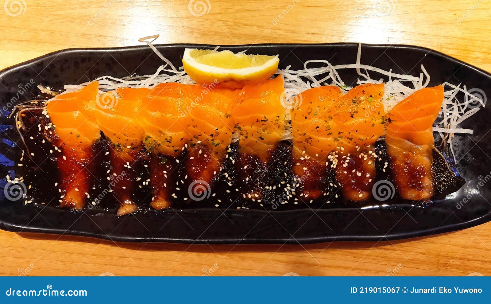 Sushi Salmon Fillet Served at the Restaurant Stock Image Image of