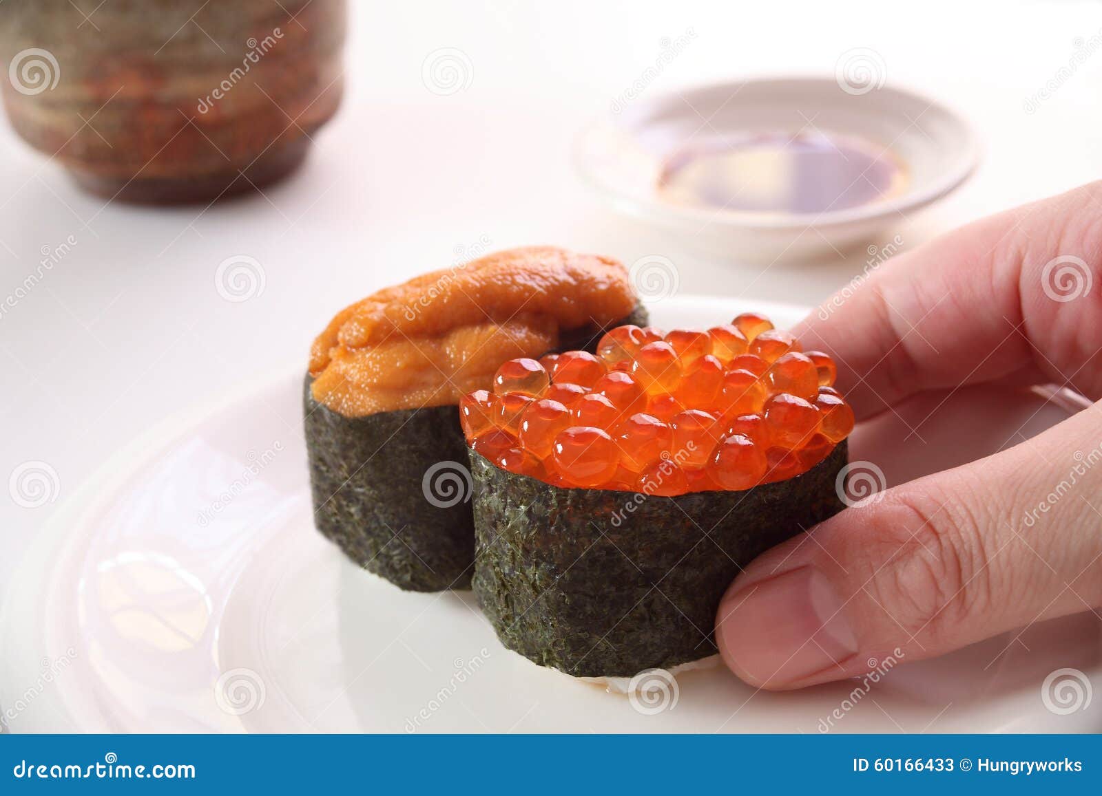 Sushi, Salmon Roe and Sea Urchin Stock Image Image of dinner, ikura