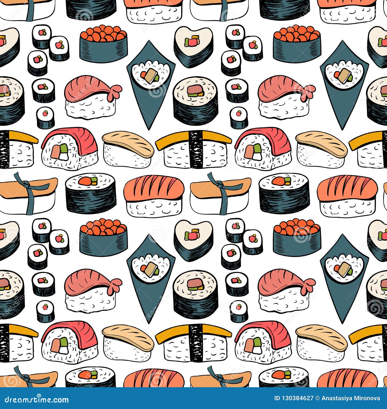 Sushi seamless background stock vector. Illustration of collection ...