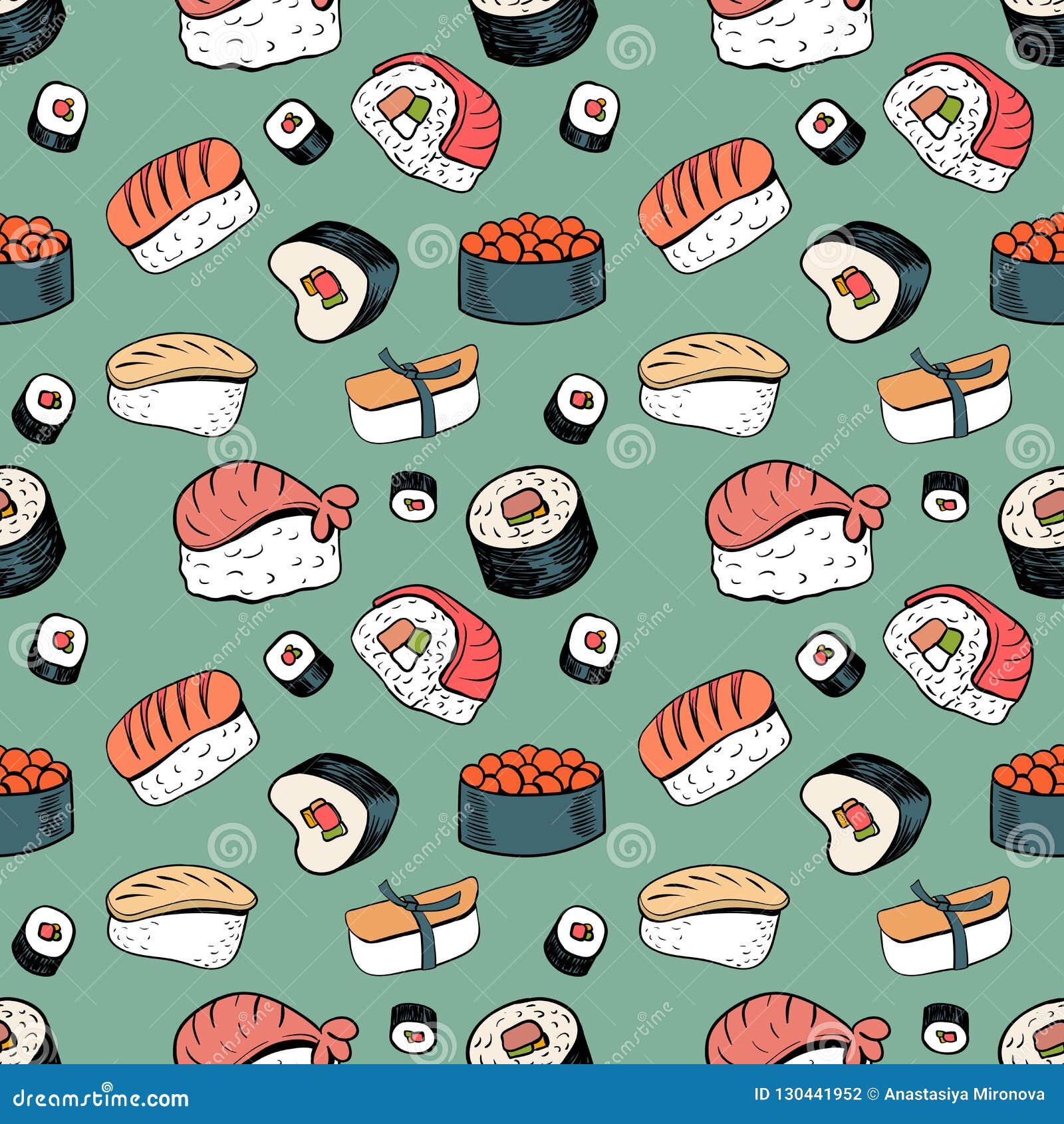 Sushi seamless background stock vector. Illustration of chopstick ...