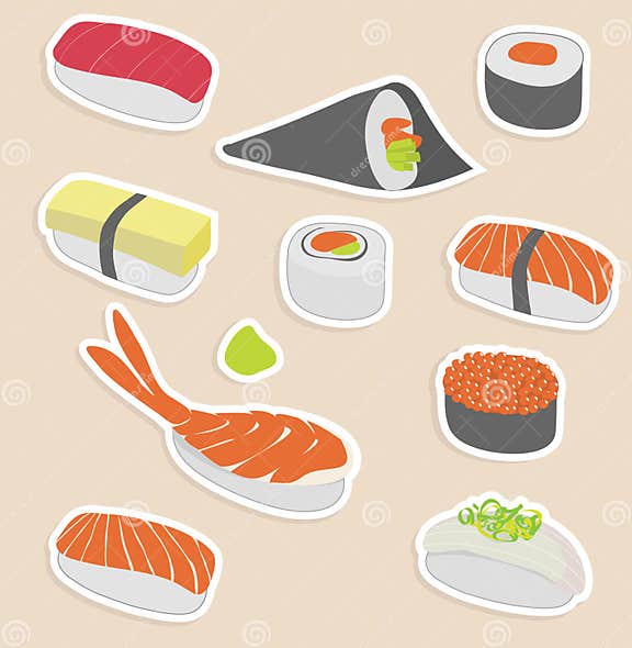 Sushi set stock vector. Illustration of food, east, prepared - 8332302