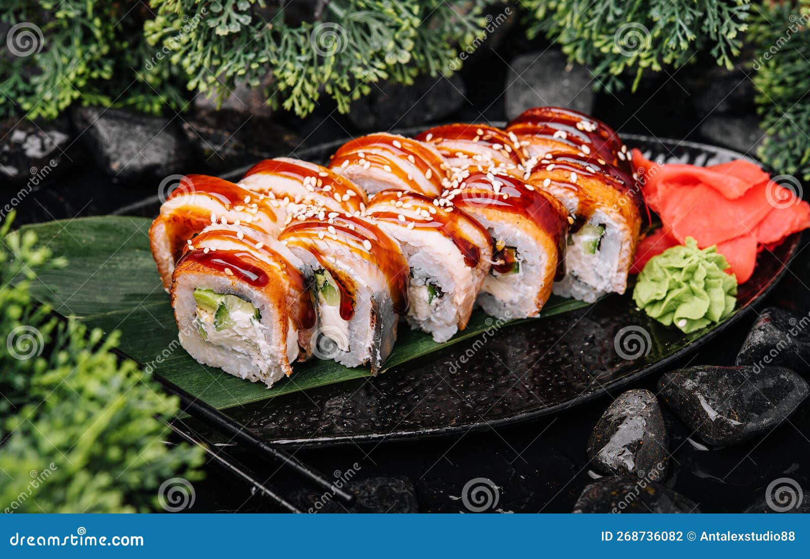 Sushi Set Canada Roll with Salmon Stock Photo Image of rice, masago