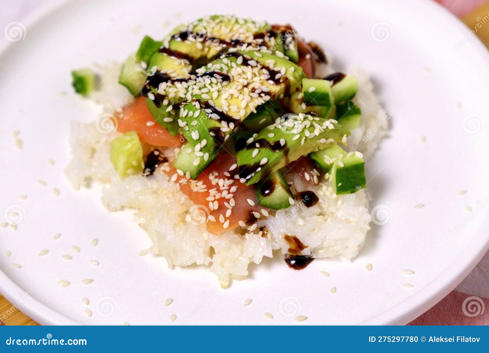 Sushi Waffle is Crispy Rice, Made in a Waffle Maker, Topped with Shoyu